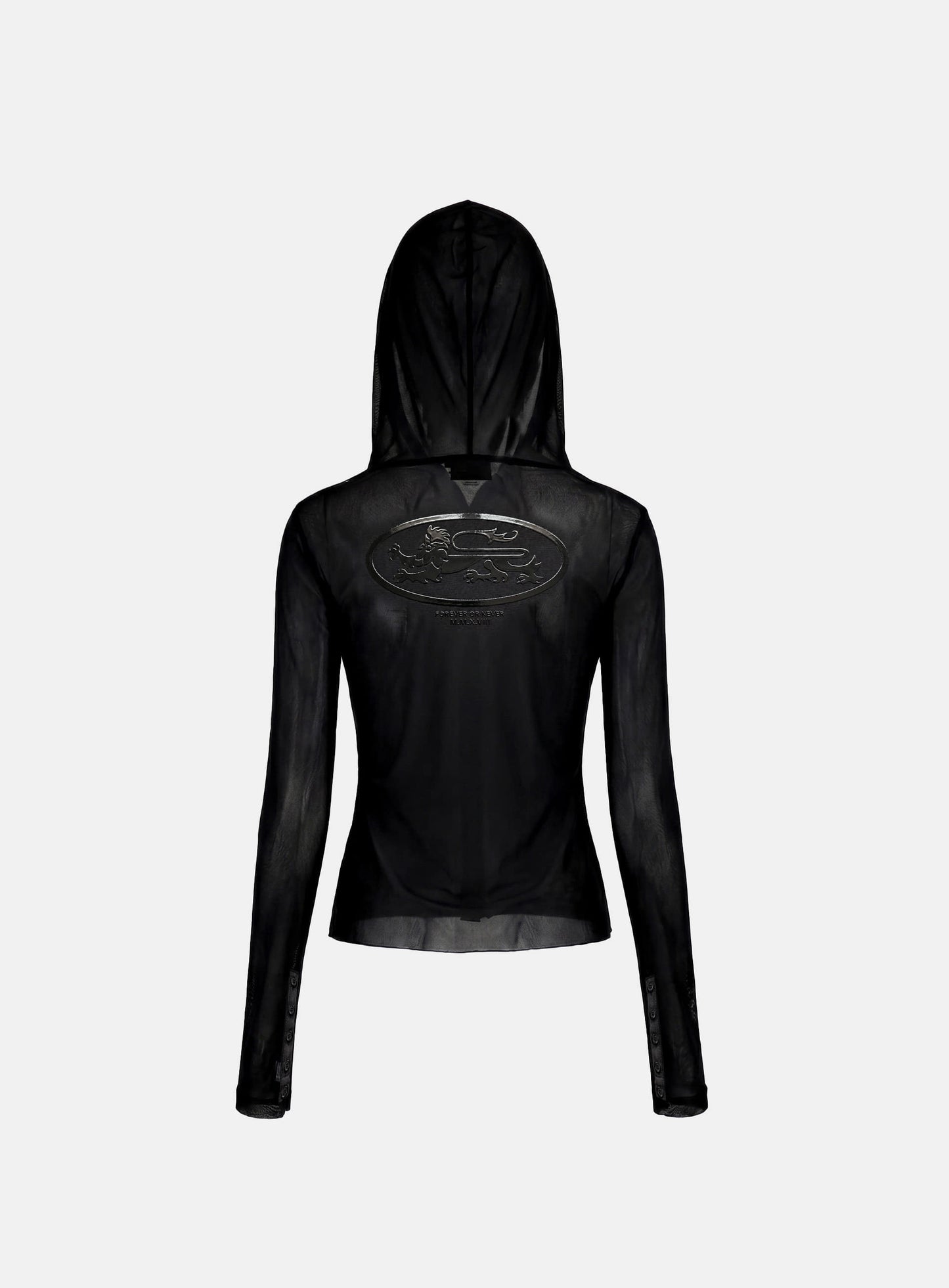 [w-cdg26-004] Mystic Shadow Mesh Hooded Cardigan - Black