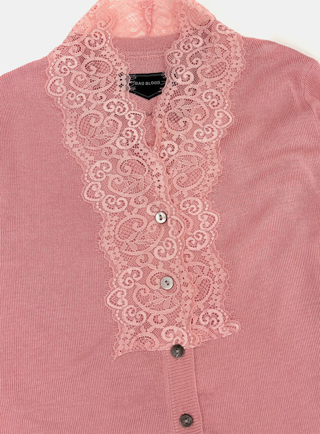 [w-cdg26-006] H.B.B. V-NECK Lace Cardigan- Pink