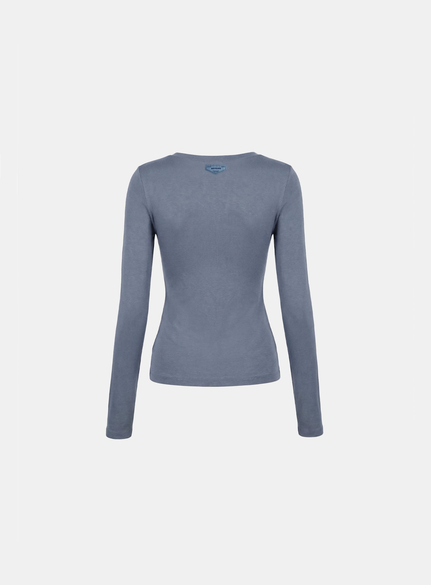 [w-tee26-085] Everyday Crew Neck Long Sleeve T-Shirt - Blue gray