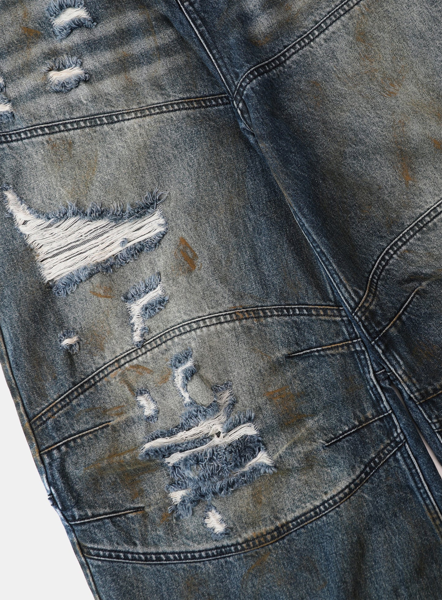 0409 Cosmo Convex Denim Pants - Mid Blue