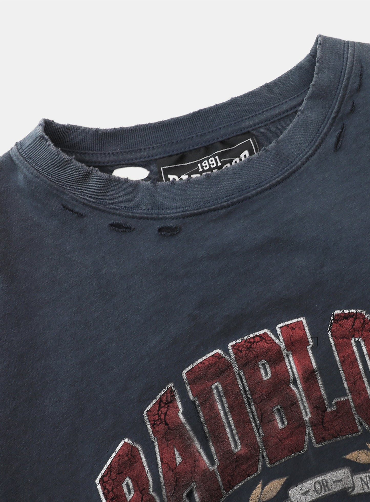 Workshop Print Distressed T-Shirt - Navy