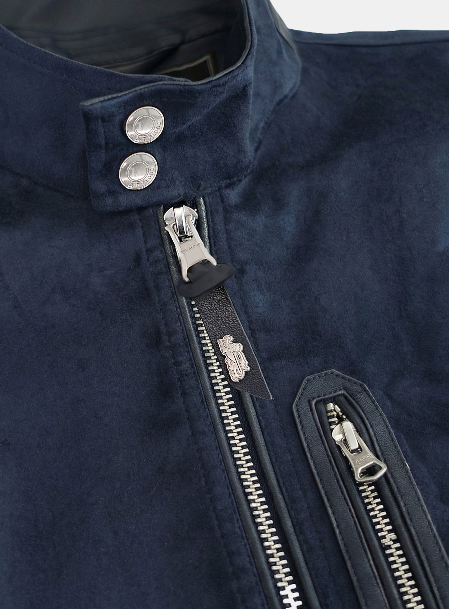 [w-jkt26-018] Arc Suede Contrast Bomber Jacket - Navy