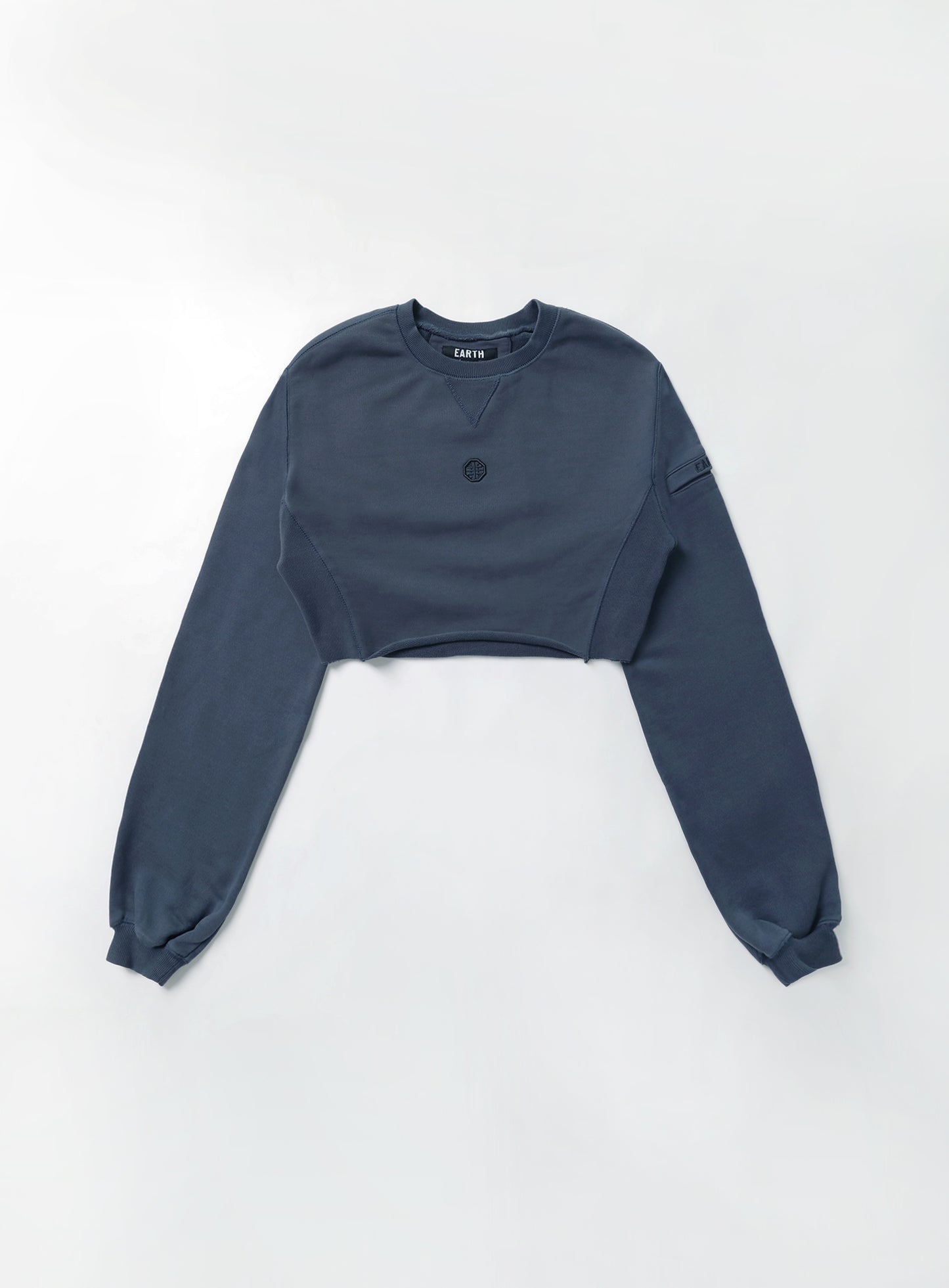 Old Effect Crop Sweatshirt - Lake