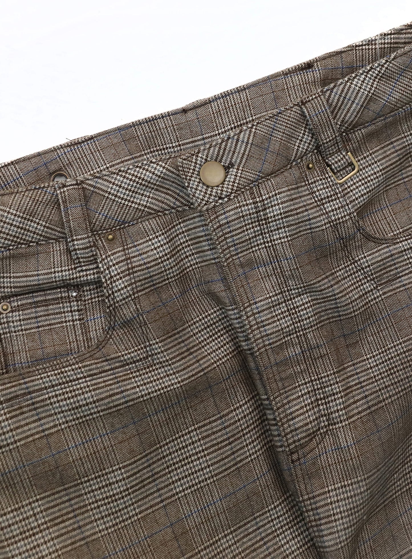 [w-pts25-108] 0519 Shinchiback Curved Pants - Brown Check