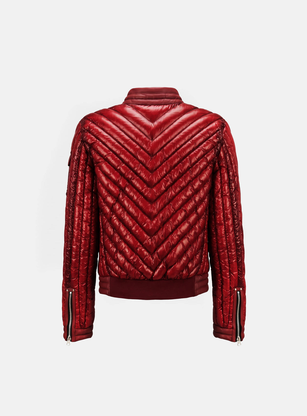 [﻿PREORDER] [w-jkt26-077] Chevron 311 Lightweight Racer High-Neck Puffer – Red
