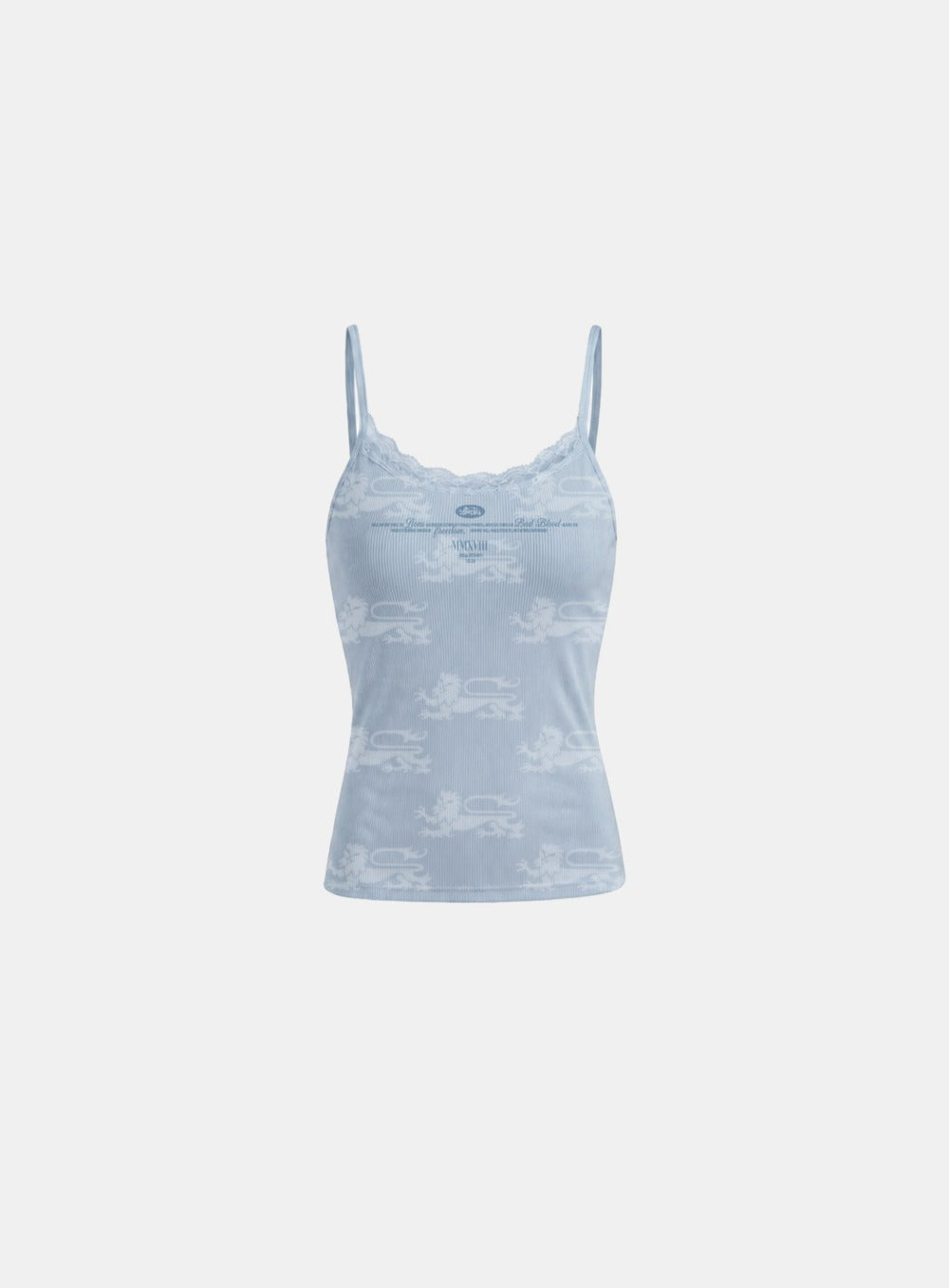 [w-tnk26-061 Cotton Rip Lace Camisole Tank - Light Blue