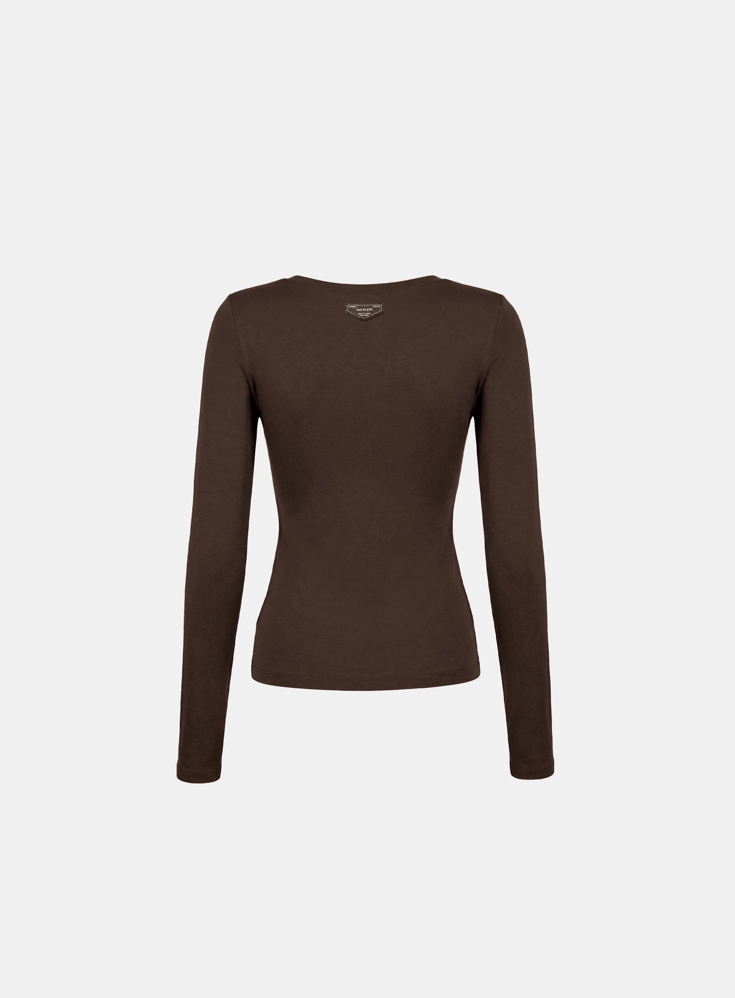 [w-tee26-079] Everyday Scoop Neck Long Sleeve T-Shirt - Brown