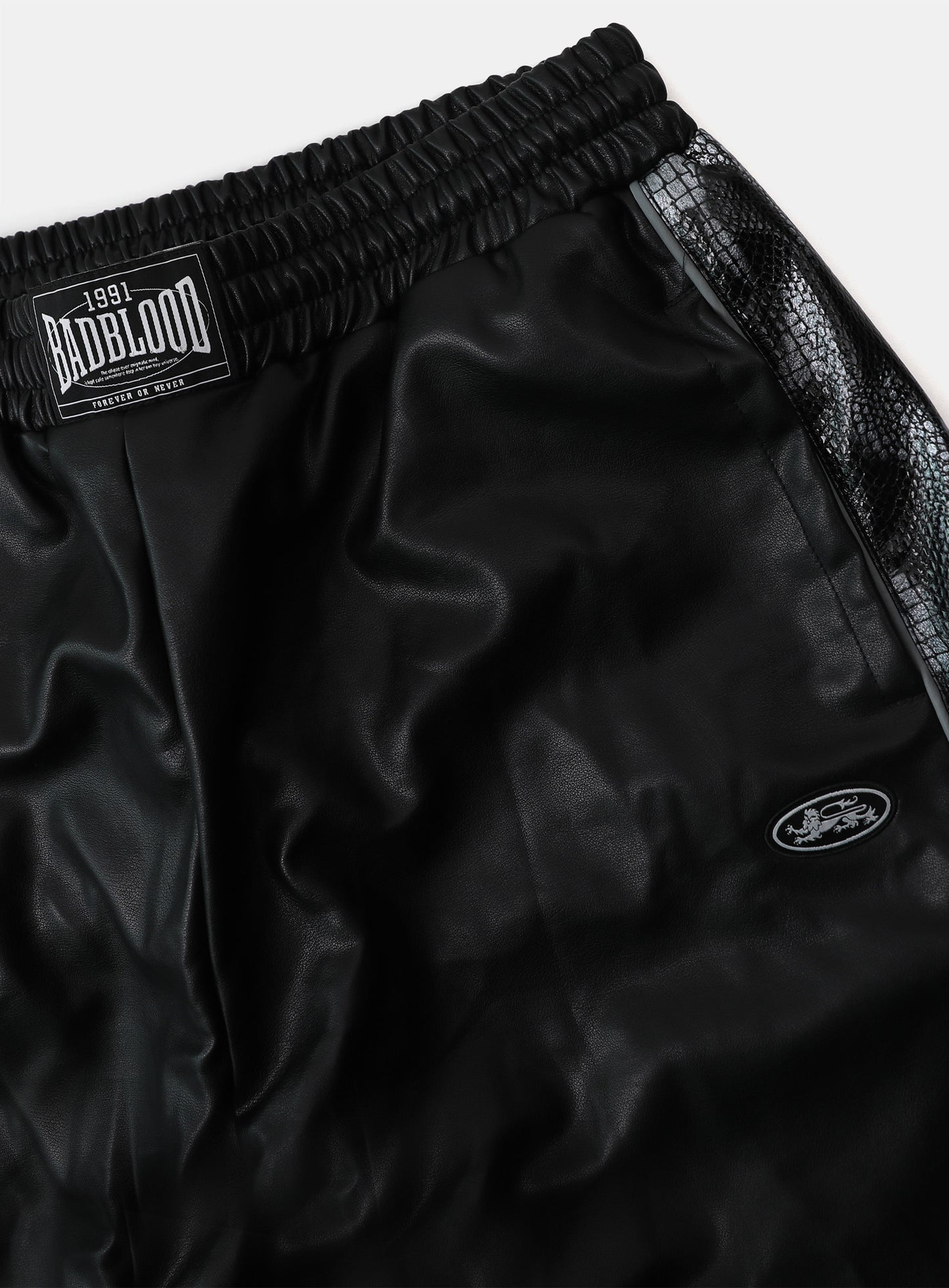 Contrast Leather Track Pants - Black Python