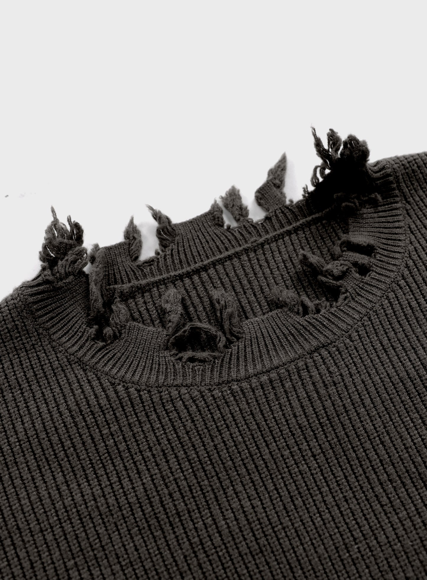 Destroyed Long Sleeve Sweater - Espresso