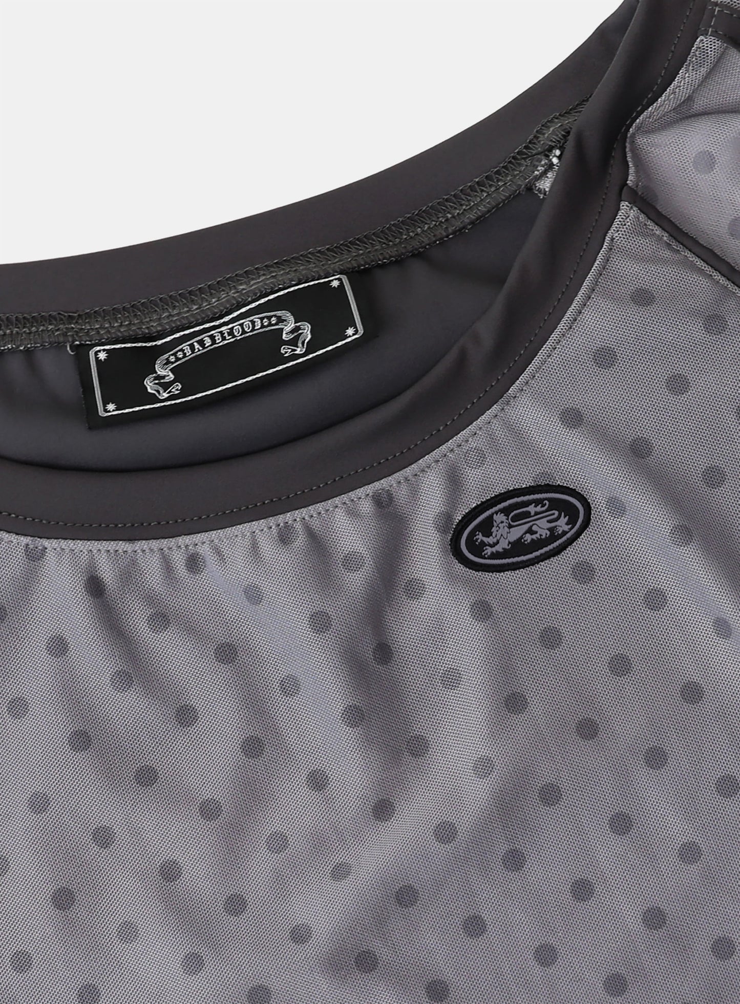 [AQUA] Splash Dot Off-Shoulder Top - Grey
