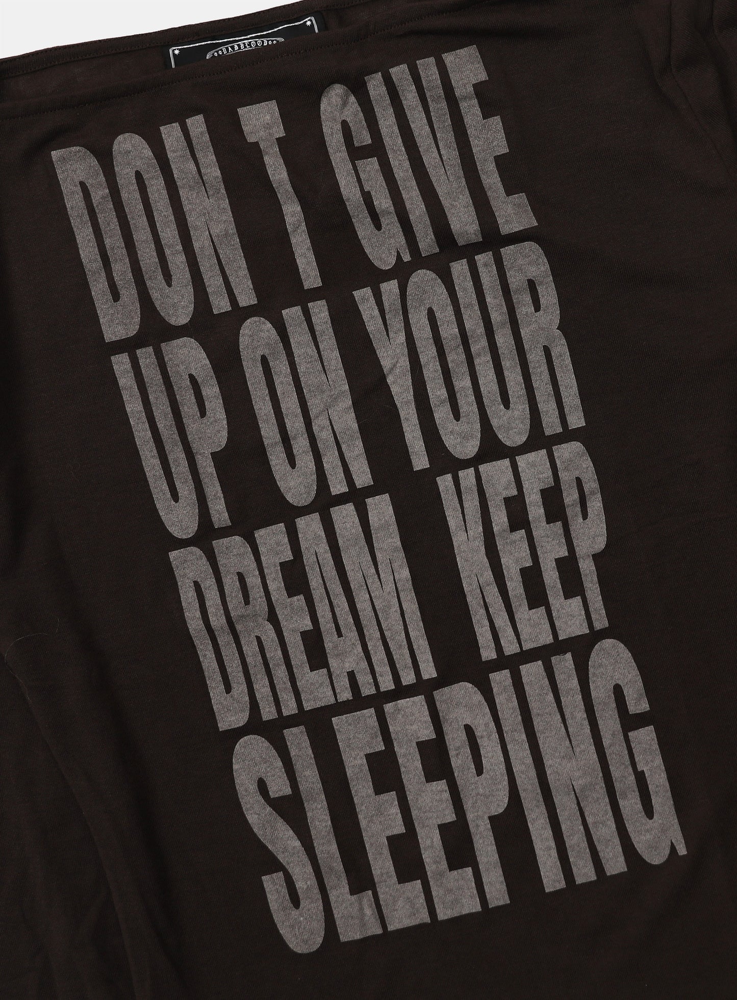 KEEP SLEEPING Boat Neck Loose Fit Tee - Chocolate