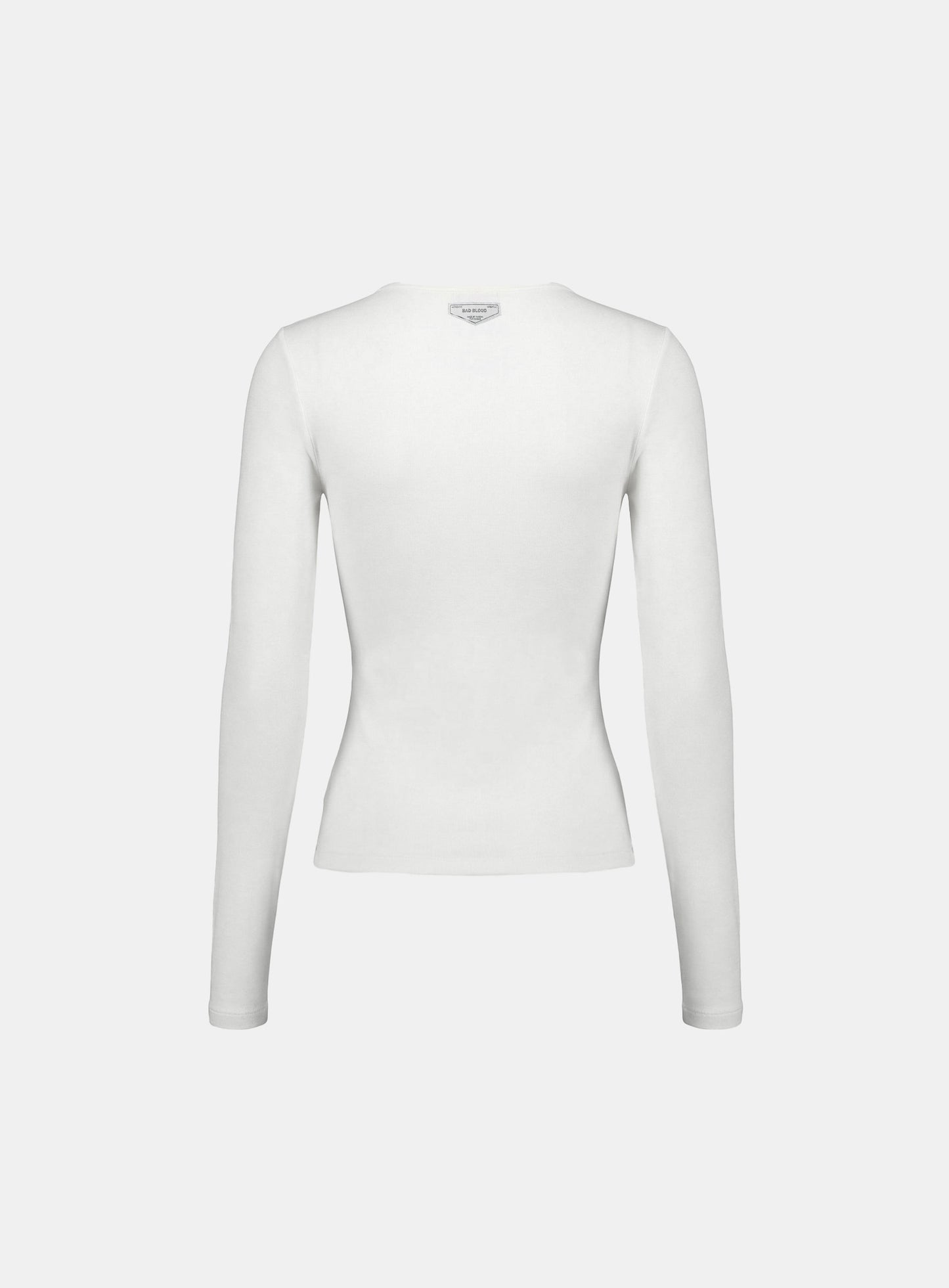 [w-tee26-037] BS Cotton Jersey Fitted Henley Neck Long Sleeve T-Shirt - White