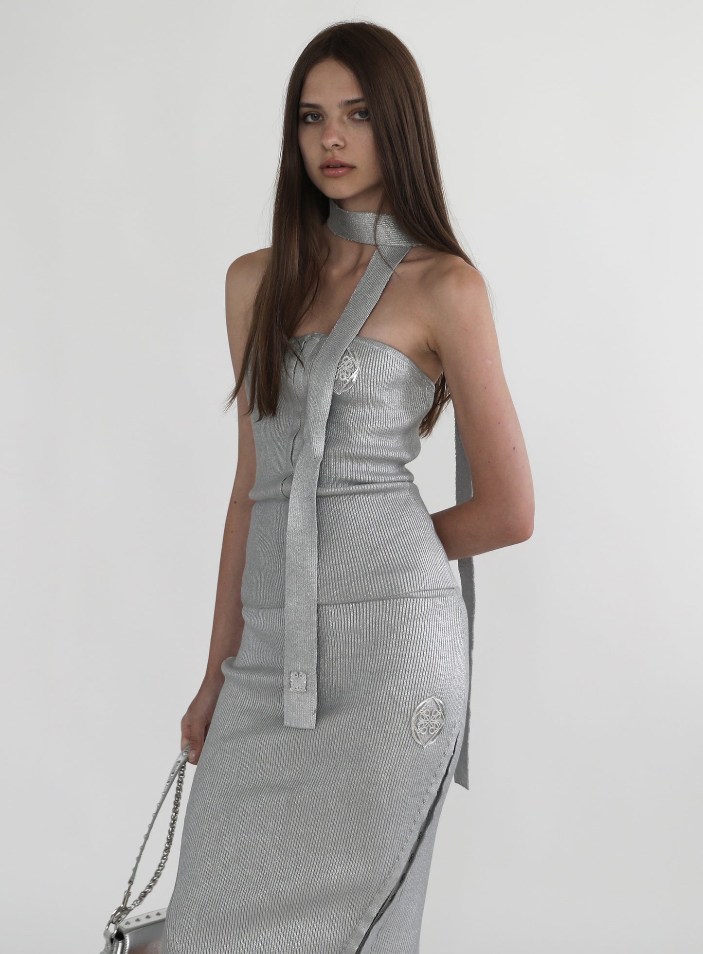 Fleur Metal Tube Top Set 2pcs - Silver