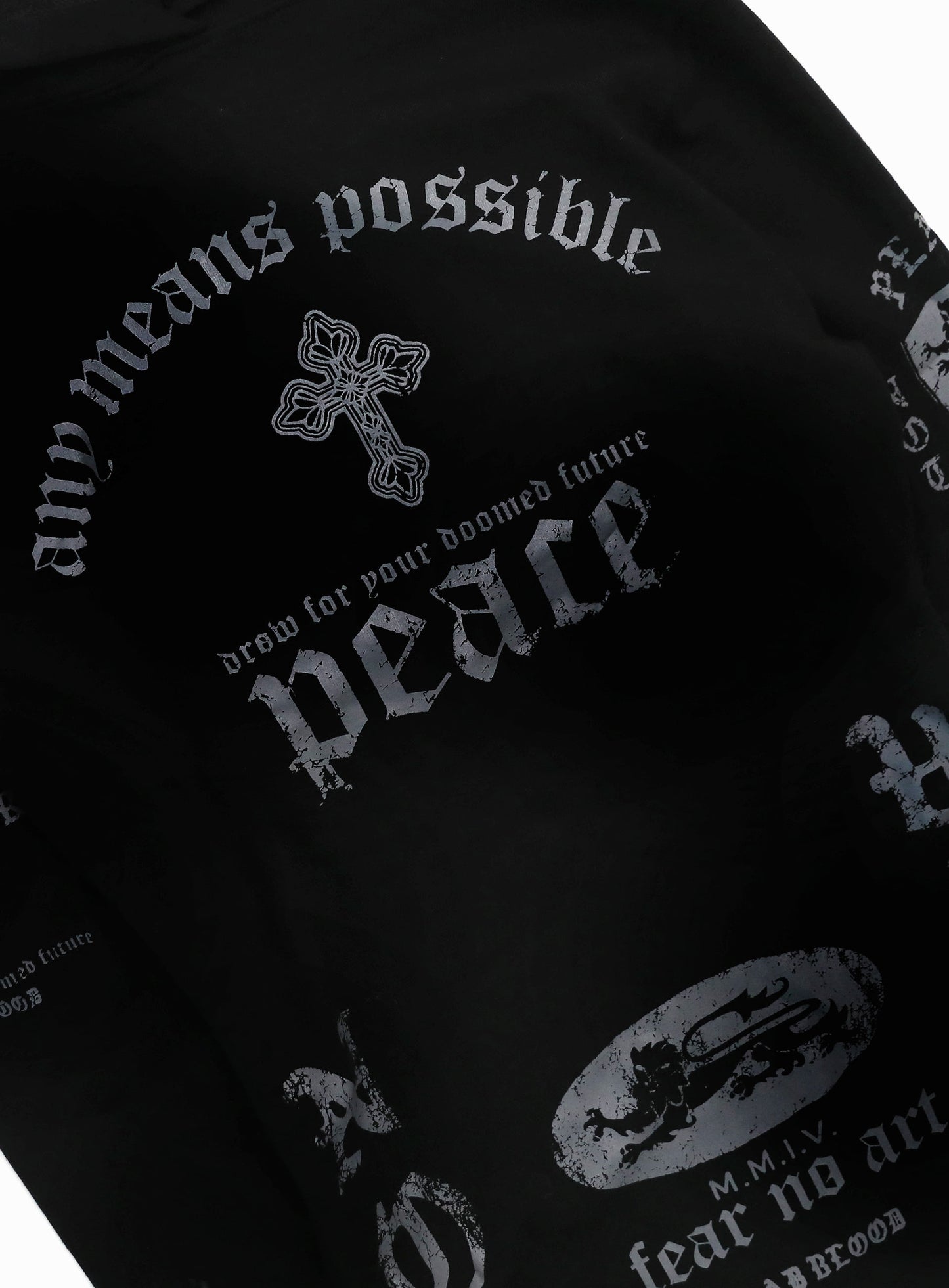 [w-hde25-089] PEACE NOT WAR Slim Cutout Hoodie - Black