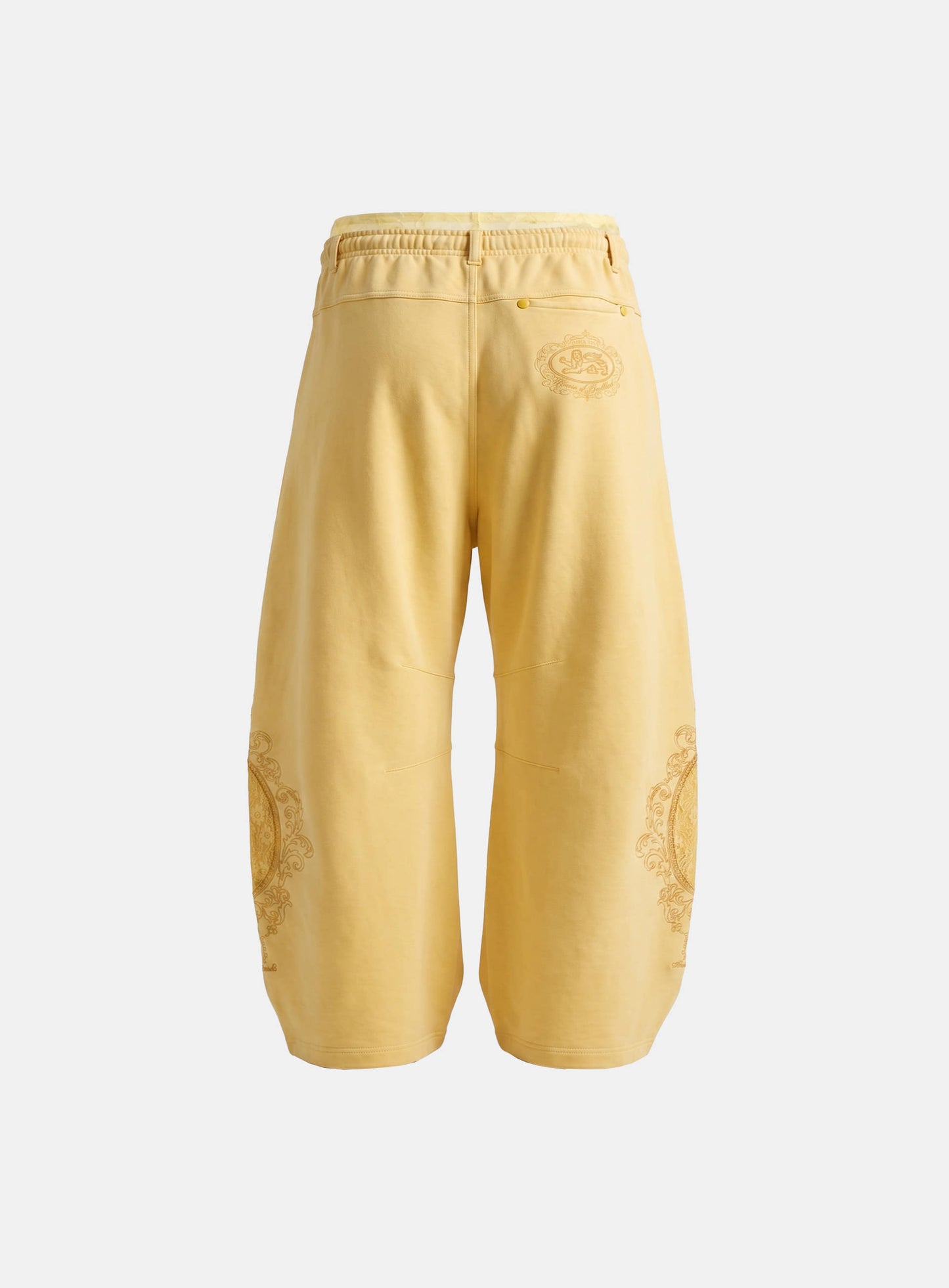 [w-pts26-125] H.B.B. Royal Lace Rhinestone Lightweight Jogger Pants - Yellow