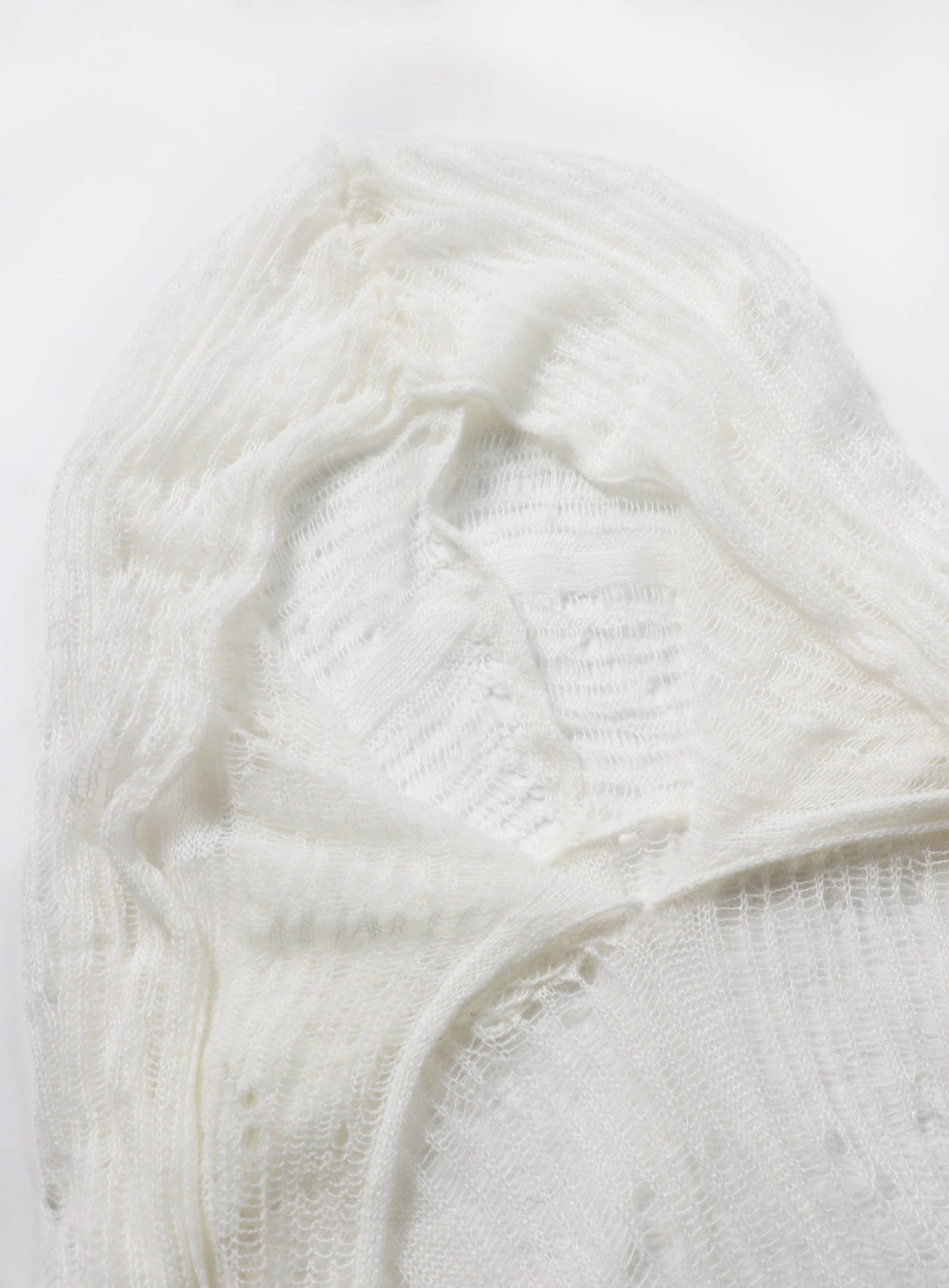 Ripped knit hooded sweater - Ivory