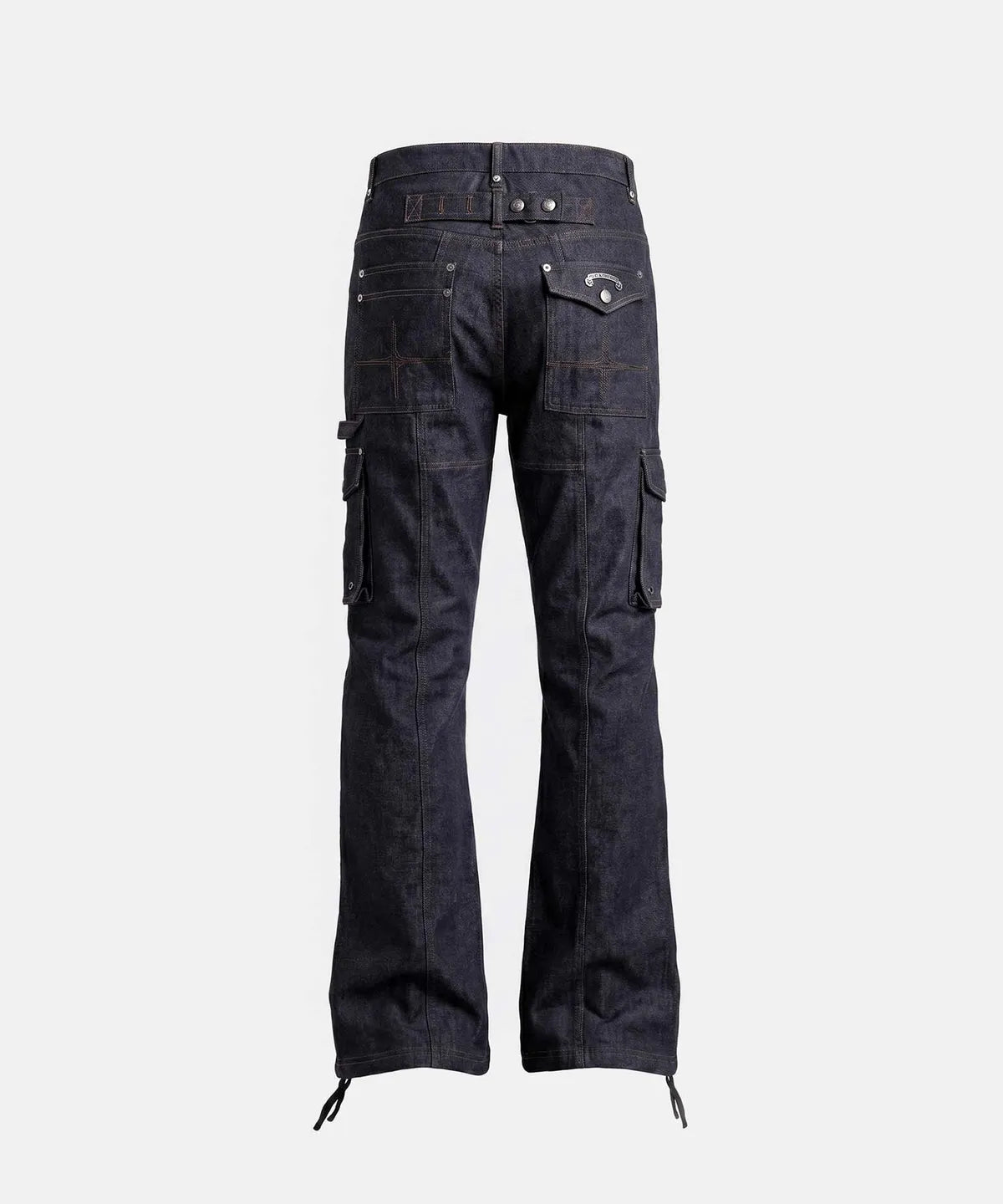 [w-pts26-121] Delta Low Crotch Bootcut Cargo Pants - Blue Denim