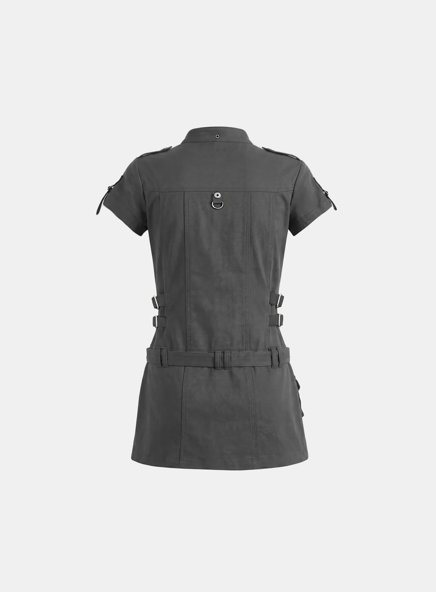 [w-drs26-001] Alpha 1 Utility 1/2 Sleeve Mini Dress - Charcoal