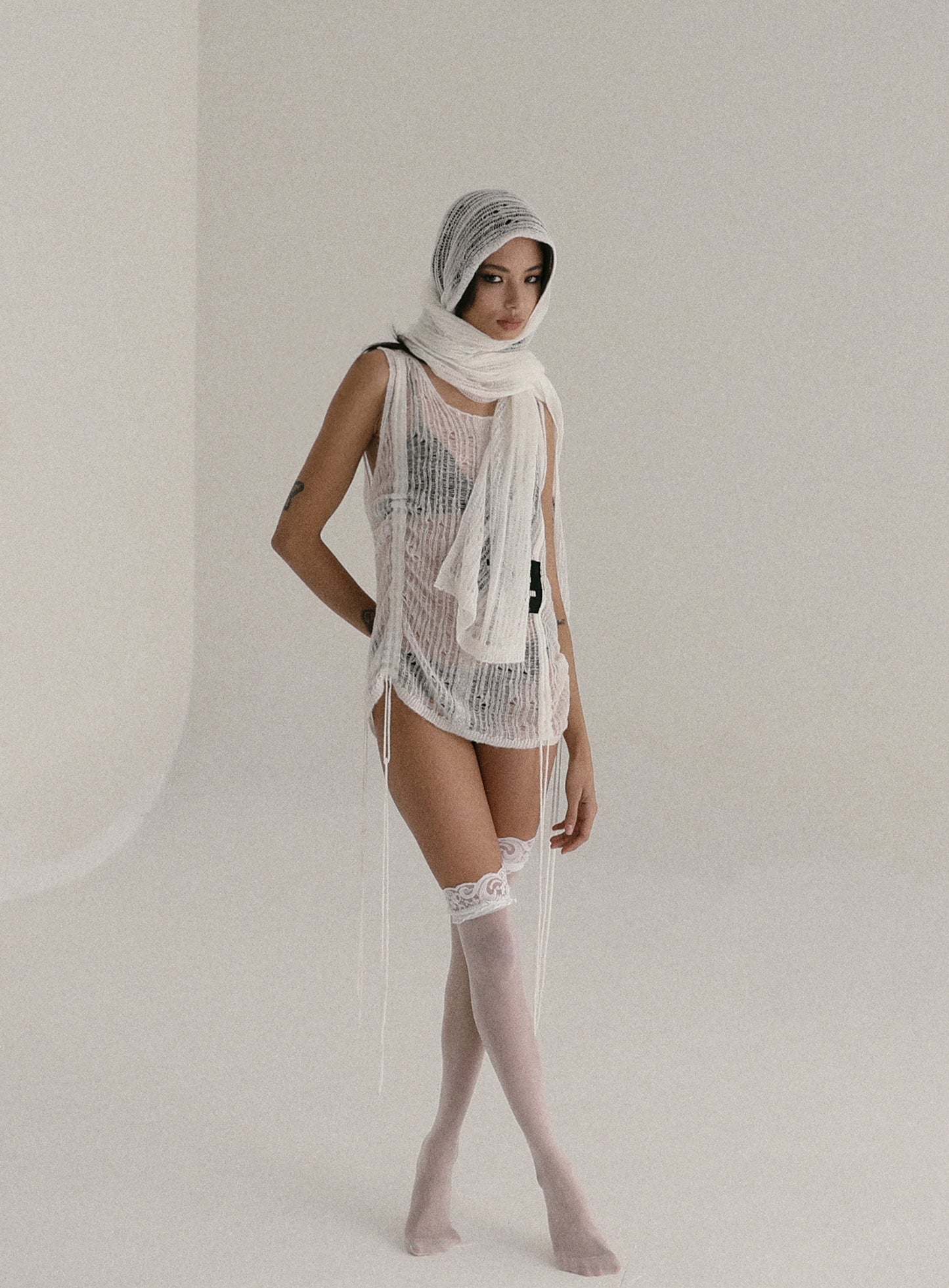 Ripped knit tank sweater - Ivory