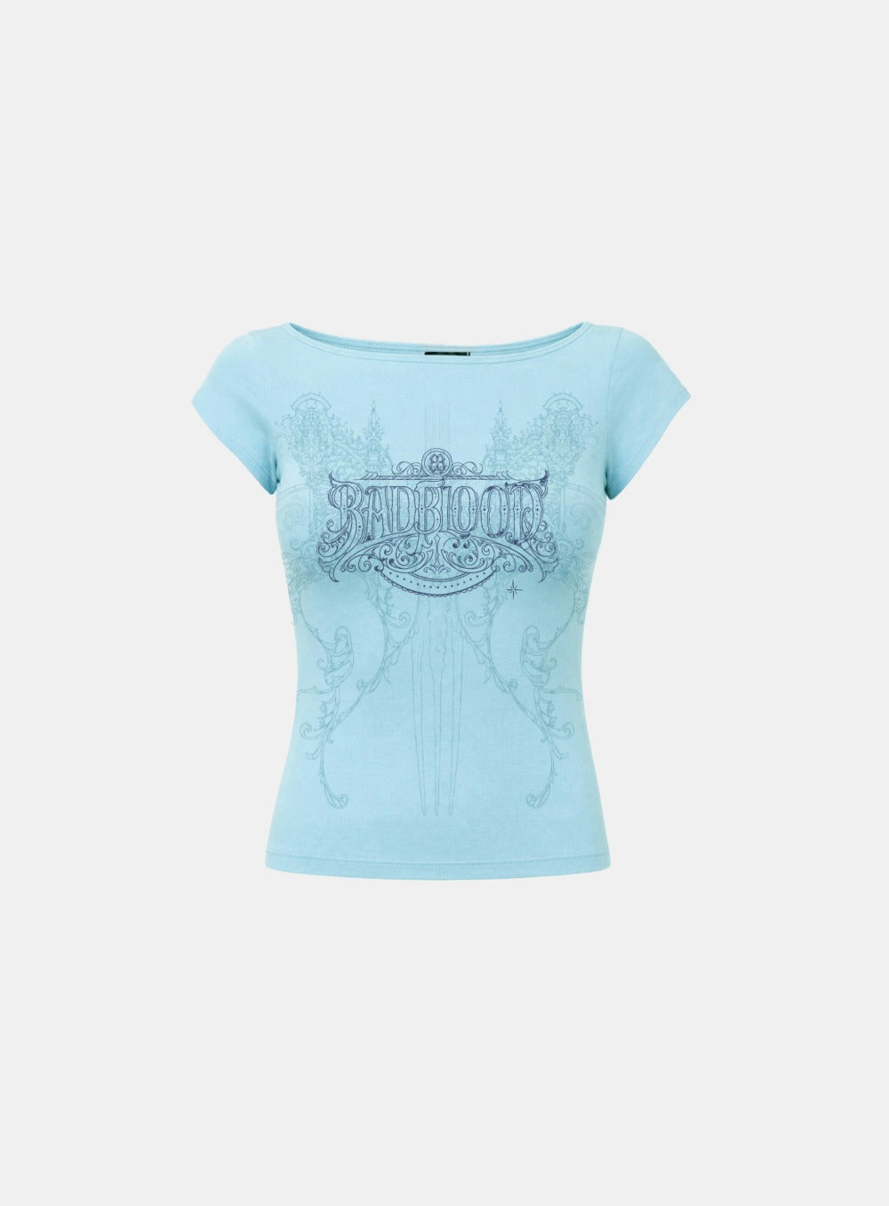 [w-tee26-253] Arcangel Graphic Boat Neck 1/2 T-shirt - Mint