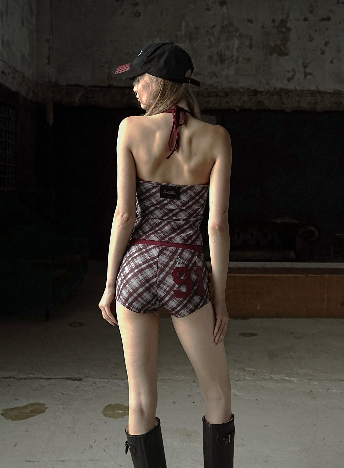 [AQUA] Vintage Club Boy Shorts - Checked Red