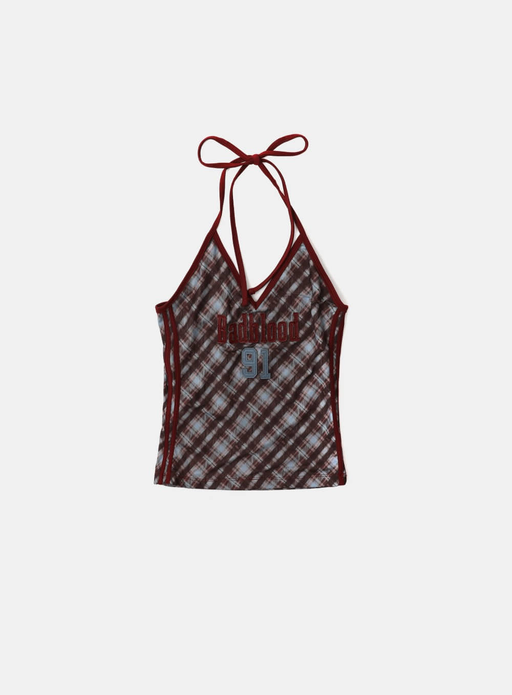 [AQUA] Vintage Club Halter Tank - Checked Red