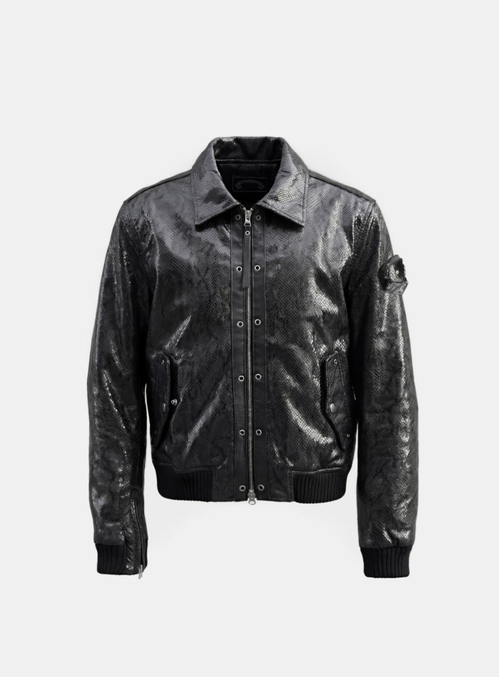 [w-jkt25-067] Monza Eyelet Bomber Jacket - Python Leather