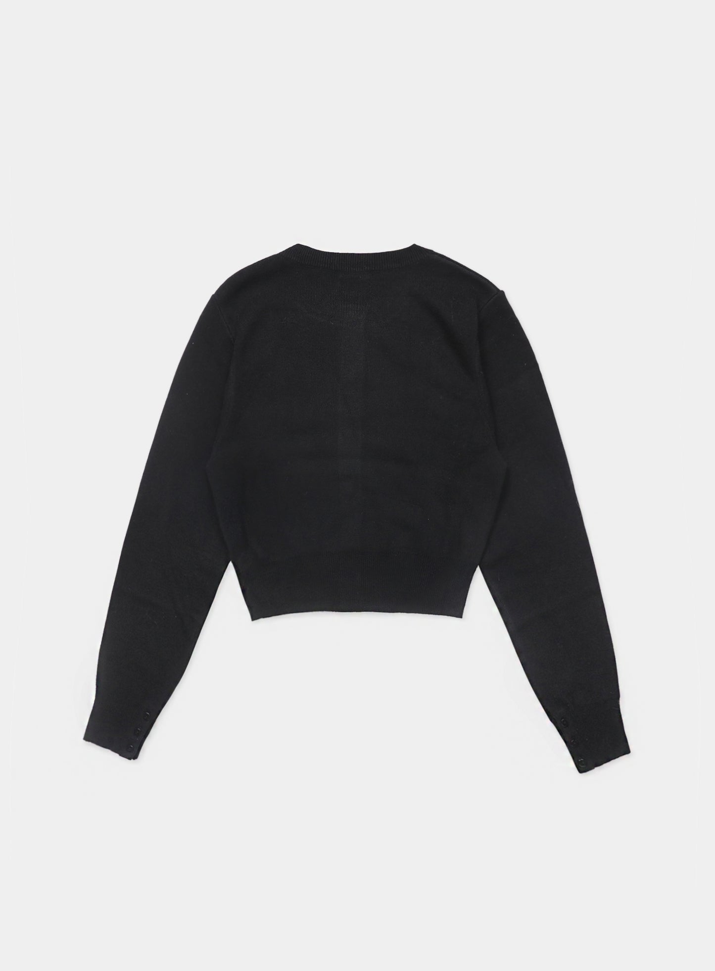 Pure Crew Neck Cardigan - Black