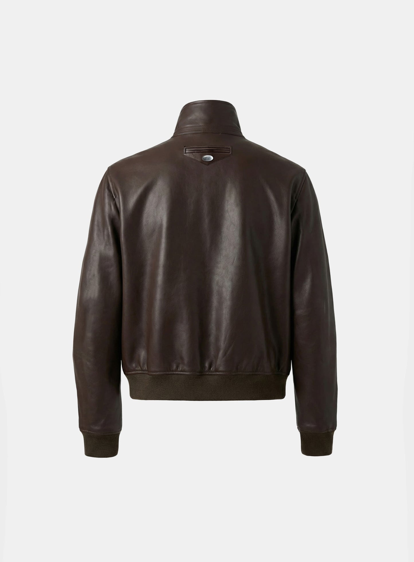 [w-jkt26-014] Leather High-Neck Jacket - Brown