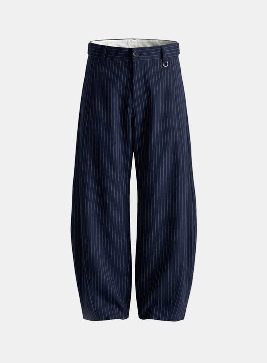 [w-pts26-038] 711 Spina Curved Fit Slacks - Navy stripe