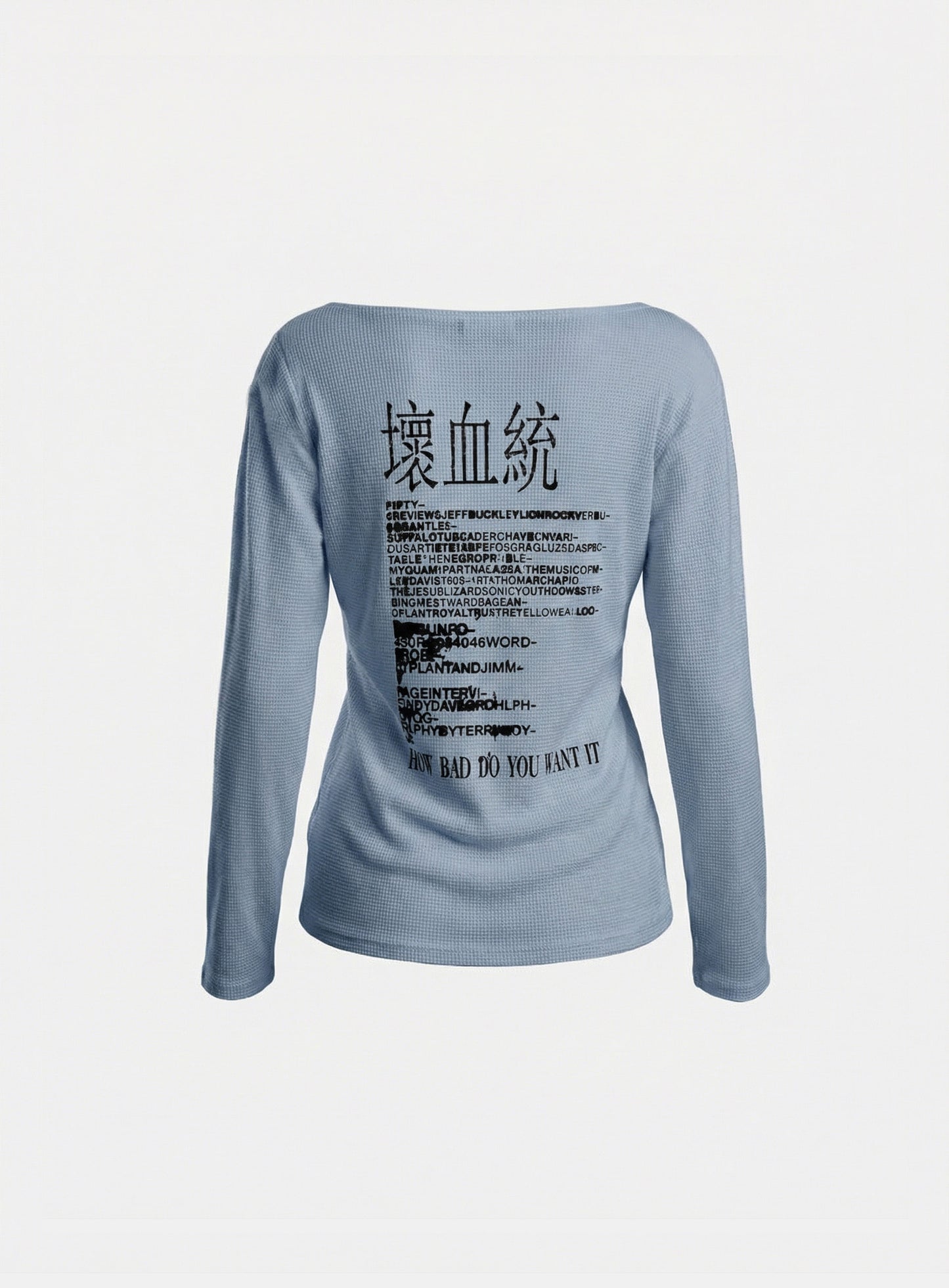 [w-tee26-149] B.A.D. Waffle Boat Neck T-Shirt - Dusty Blue