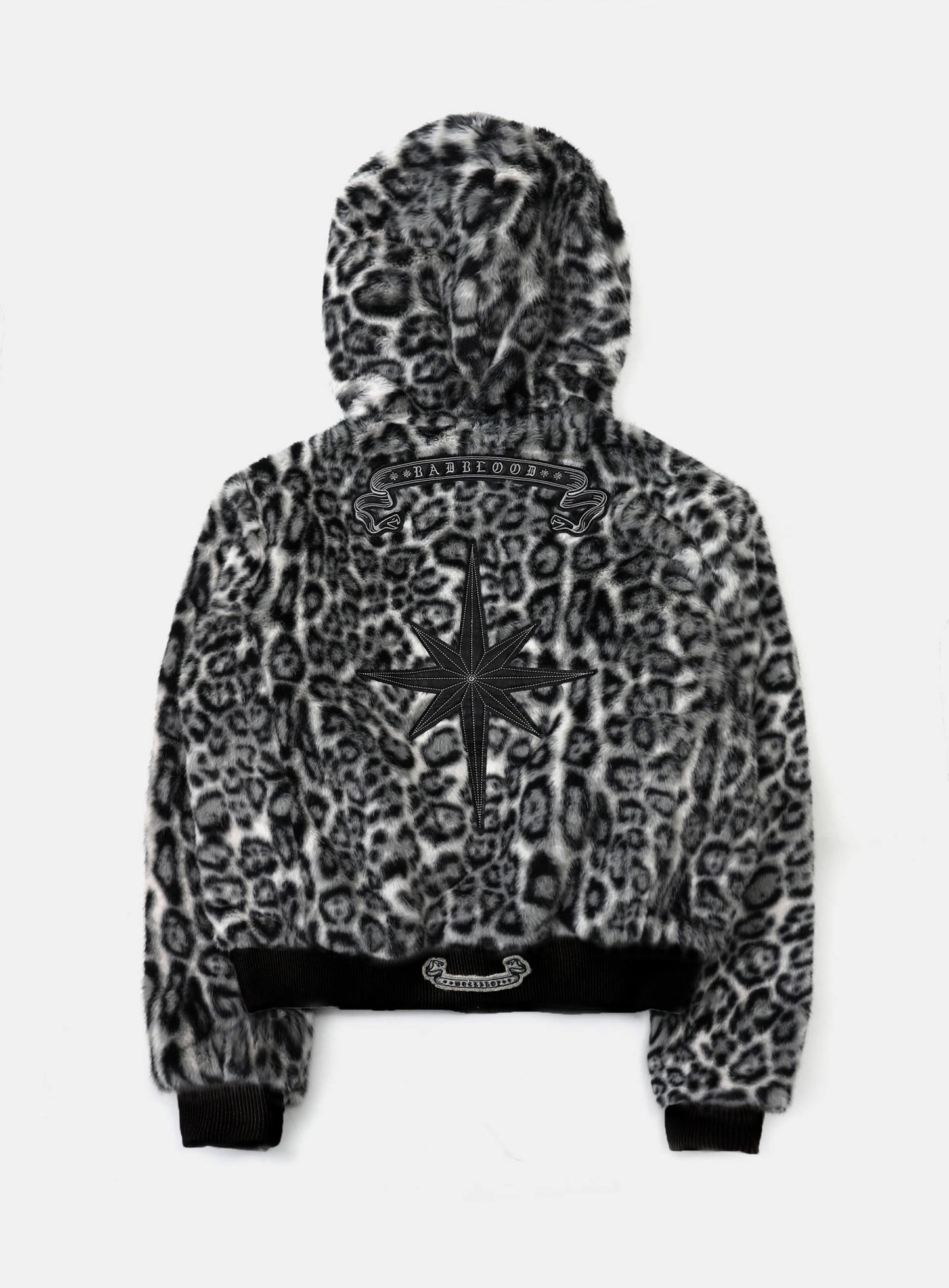 Mystic11 Reversible Fur Hooded Jacket - Grey/White Leopard