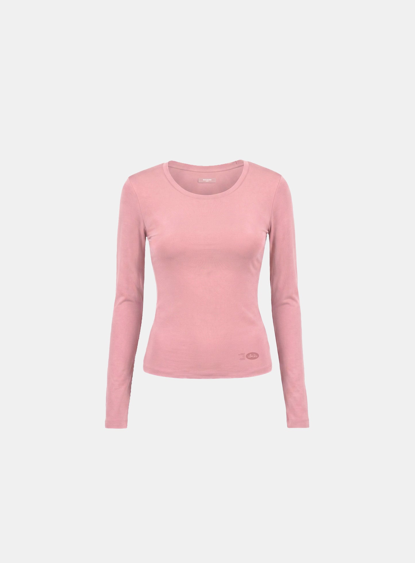 [w-tee26-198] Everyday Scoop Neck Long Sleeve T-Shirt - Pink