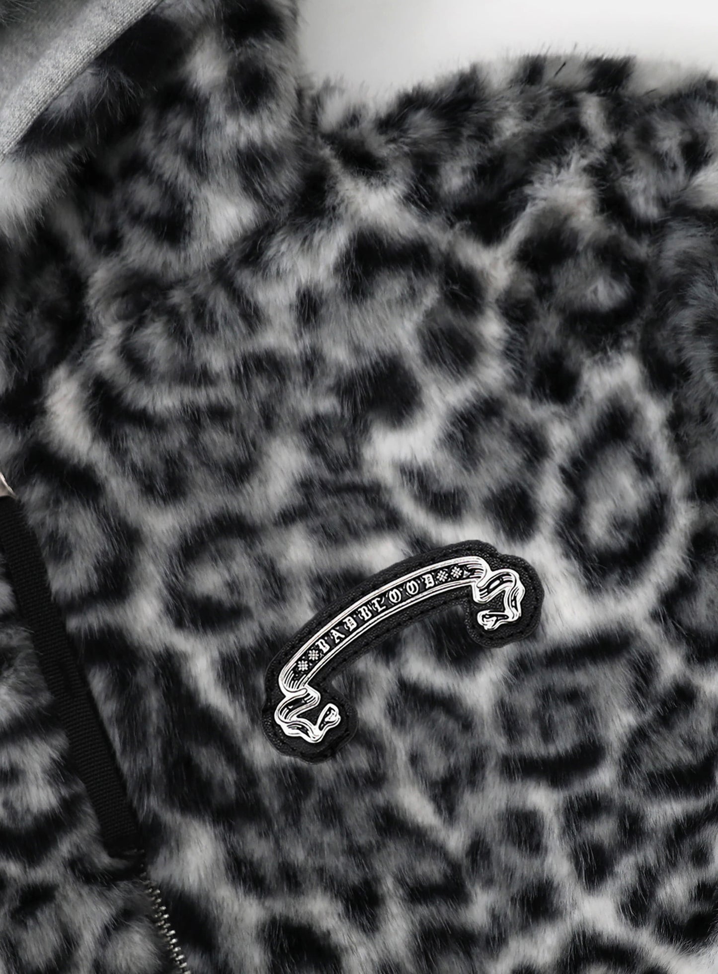 Mystic11 Reversible Fur Hooded Jacket - Grey/White Leopard