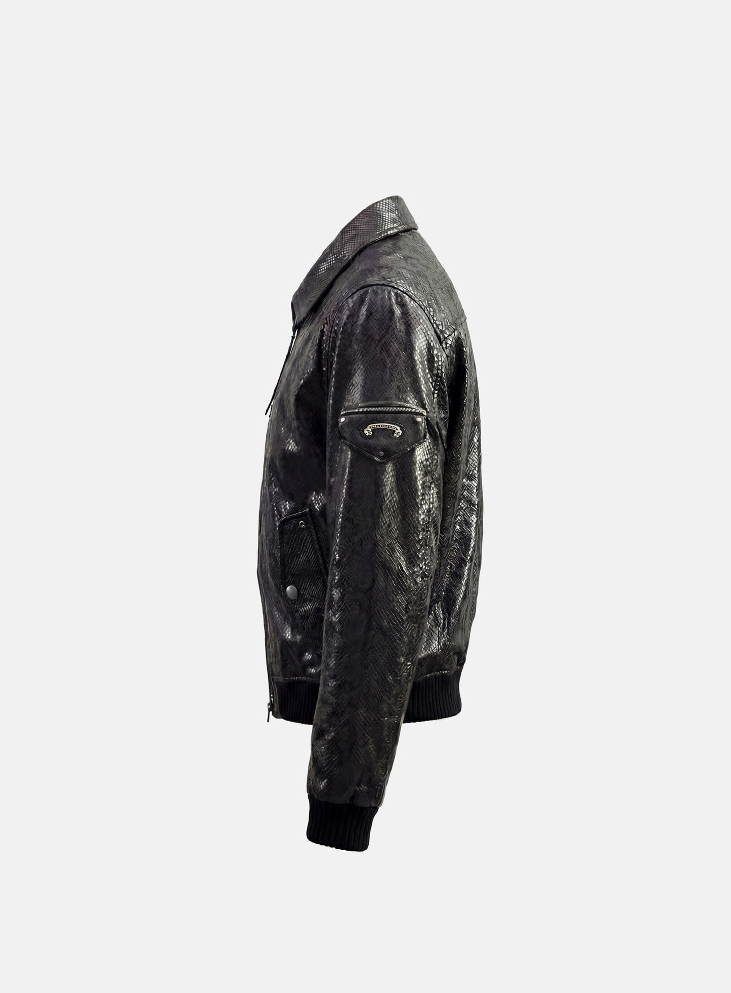 [w-jkt25-067] Monza Eyelet Bomber Jacket - Python Leather