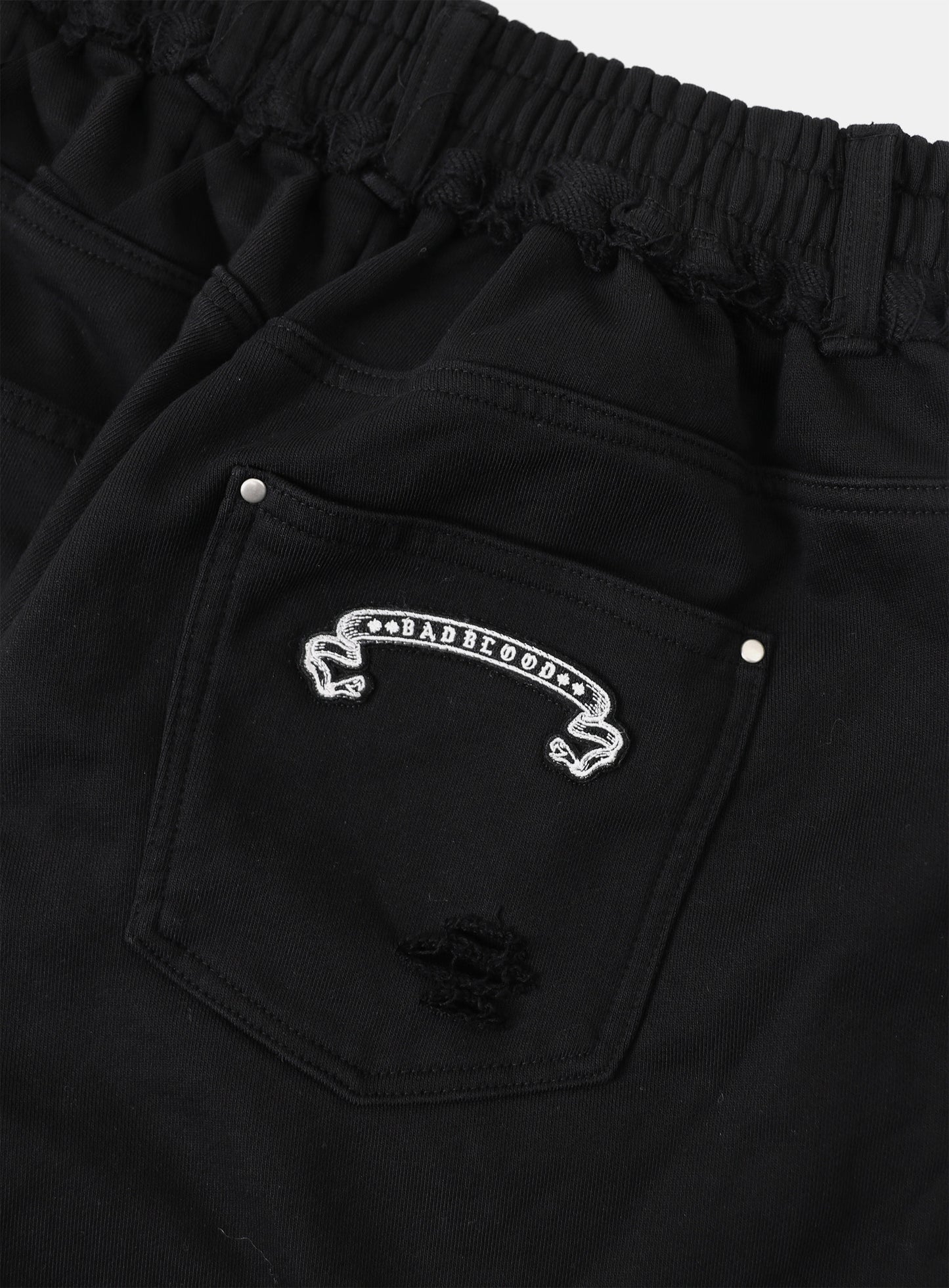 [w-pts25-128] Destroyed Raw-Edge Joggers - Black