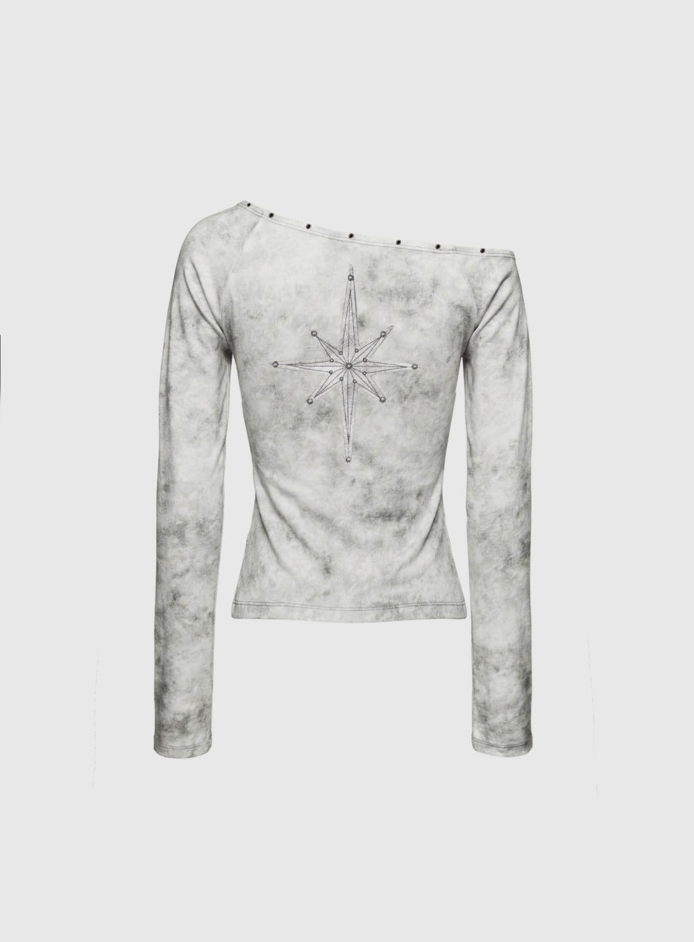 [w-tee26-010] Viper Cotton Rib Asymmetric Top - White