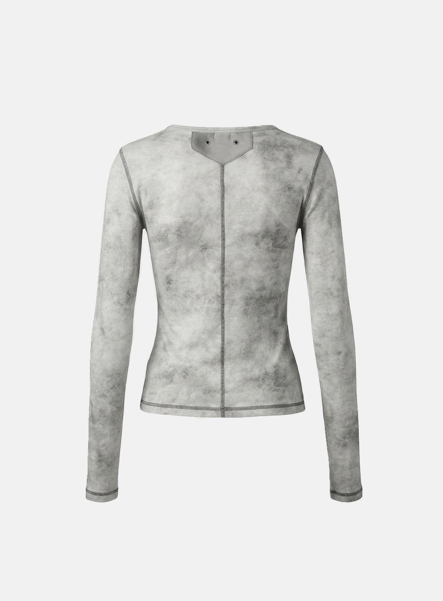[w-tee26-007] Viper Cotton Rib Henley Neck Long Sleeve - White