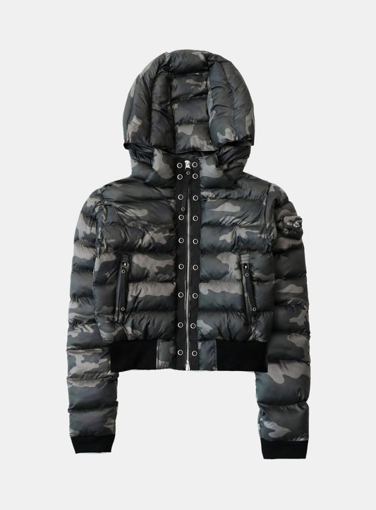 [w-jkt25-048] Viper 31-2 Hooded Short Puffer - Green Camo