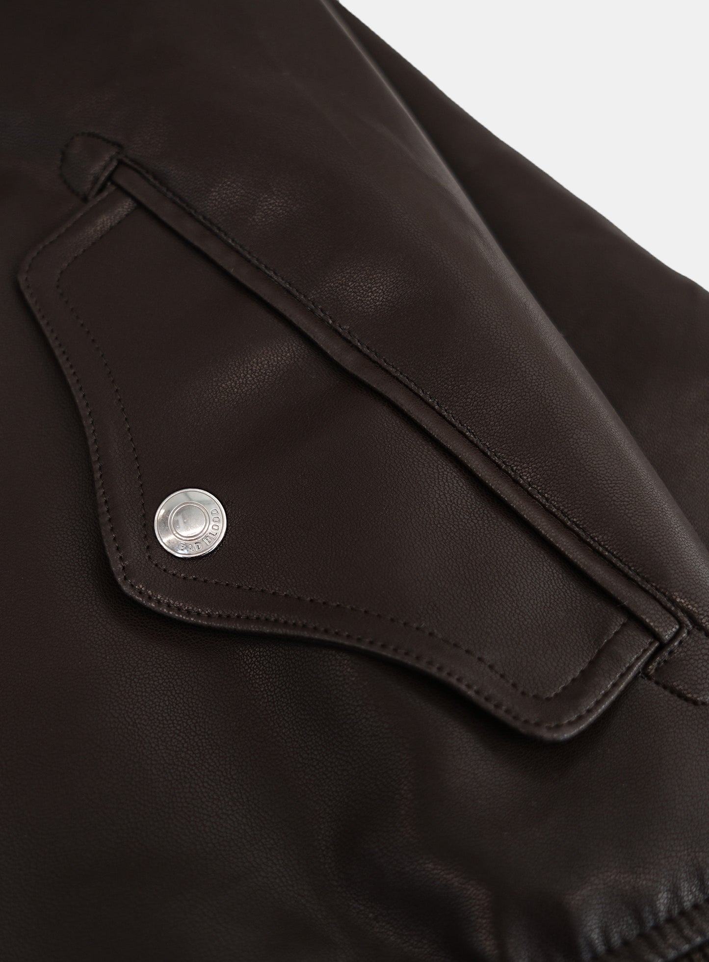 [w-jkt26-014] Leather High-Neck Jacket - Brown
