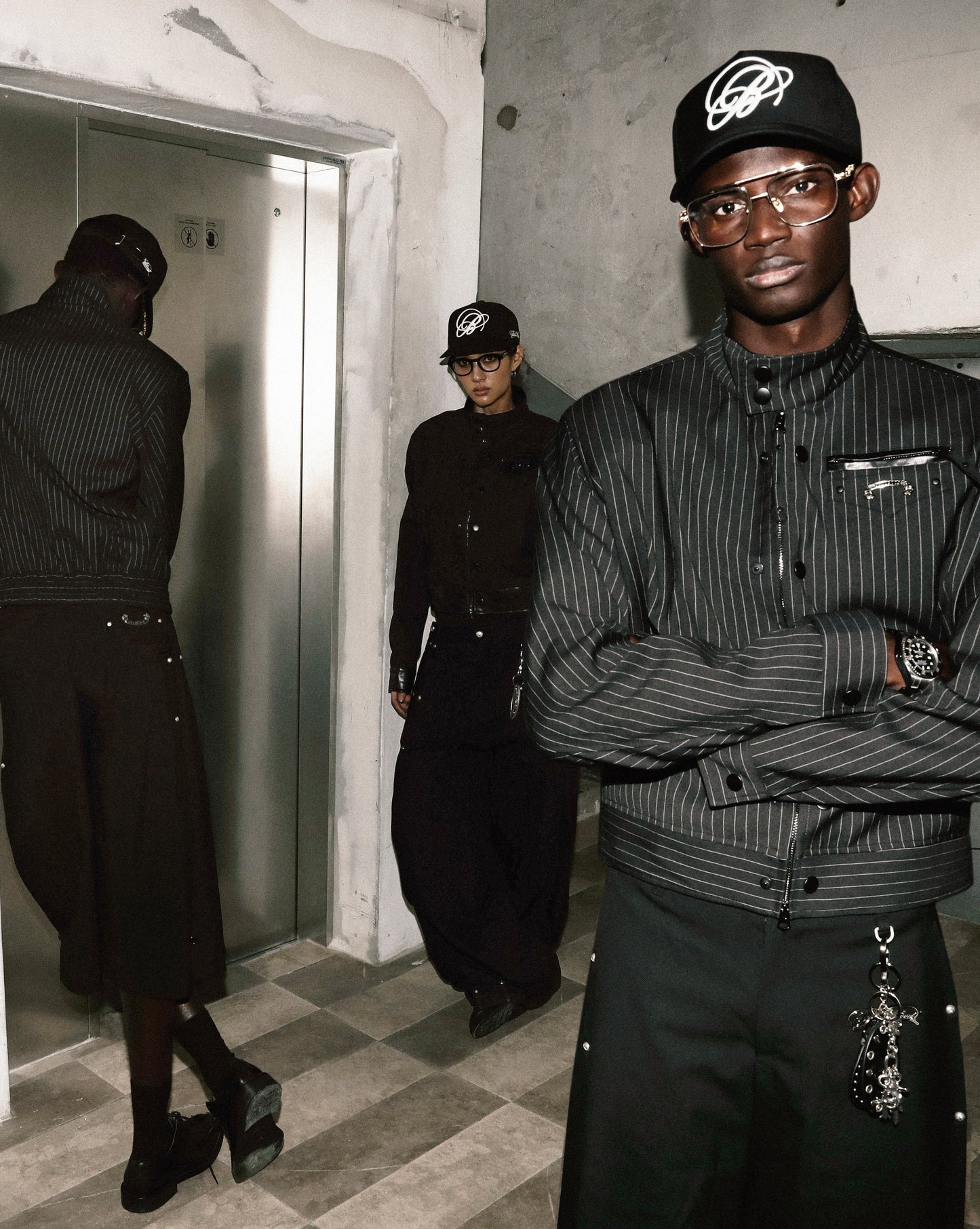 Viper91 High Neck Jacket - Black/Striped