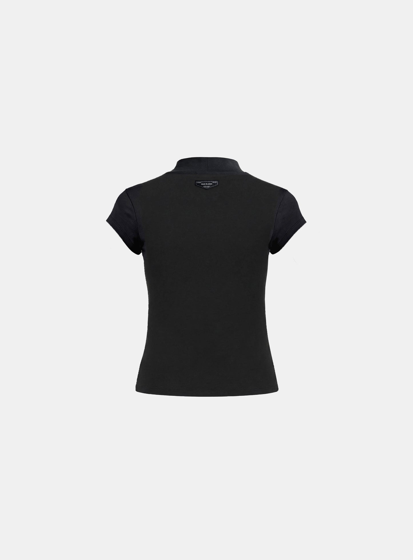 [w-tee26-113] Everyday Mock-Neck Short Sleeve T-Shirt - Black