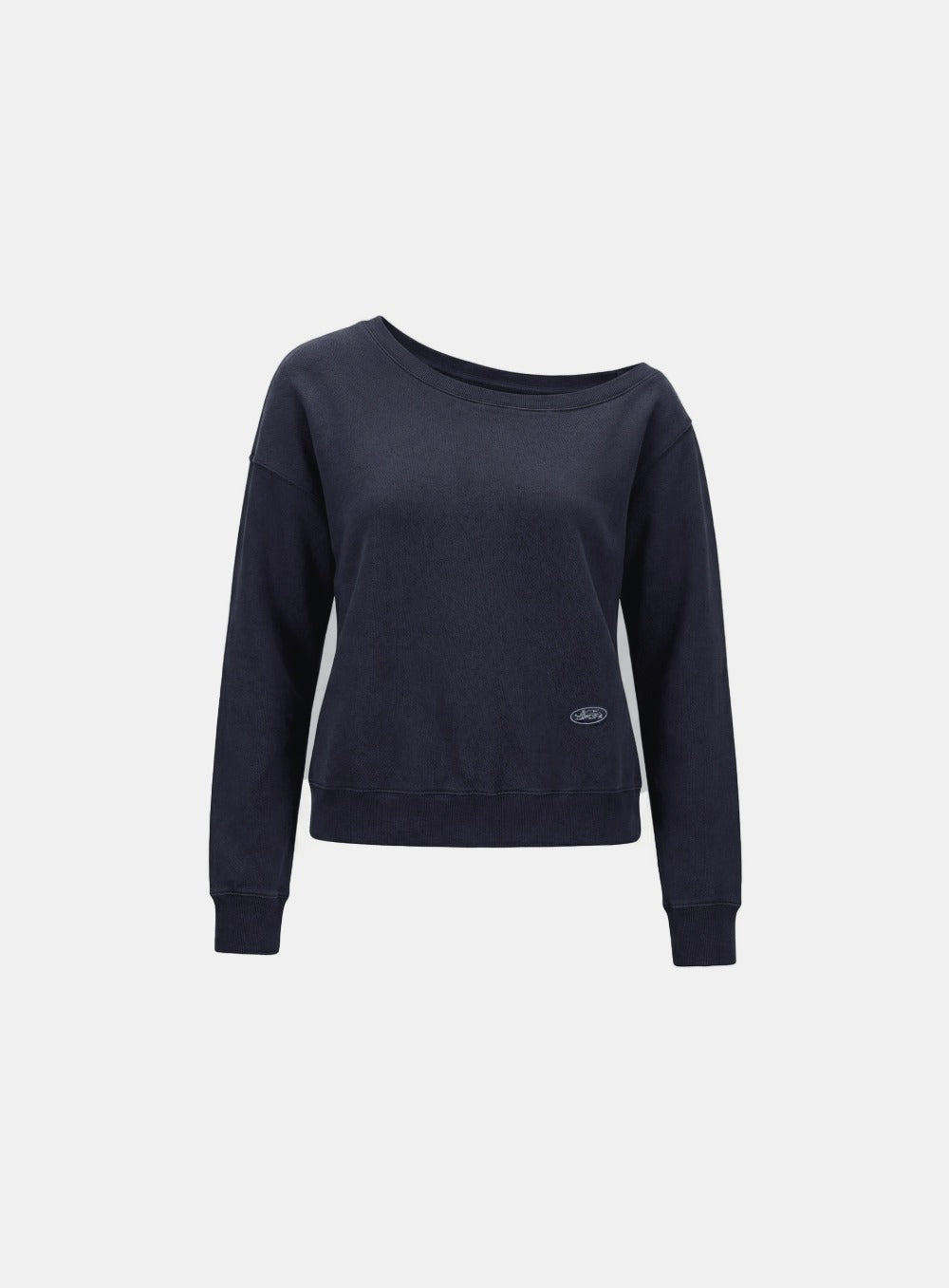 [w-sweatshirt26-003] BS Soft Terry Off-the-Shoulder Sweatshirt - Charcoal