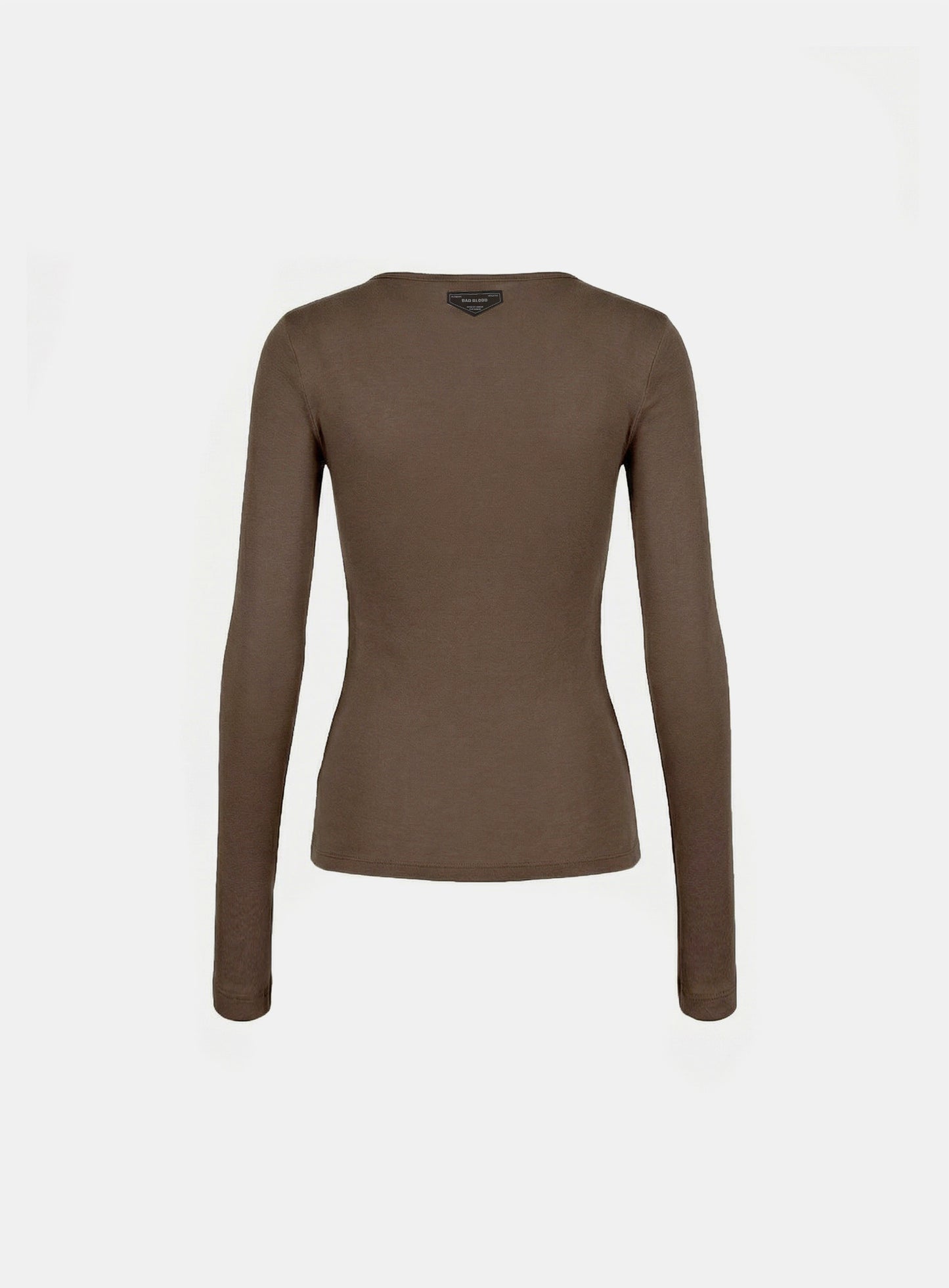 [w-tee26-042] BS Cotton Jersey Fitted Henley Neck Long Sleeve T-Shirt - Brown