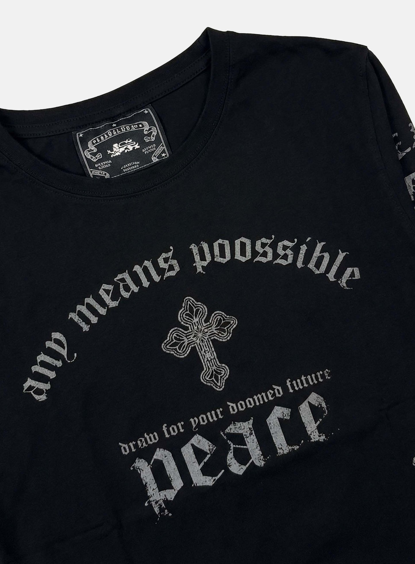 [w-tee26-072] Peace Not War Slim Long Sleeve T-Shirt - Dusty Black