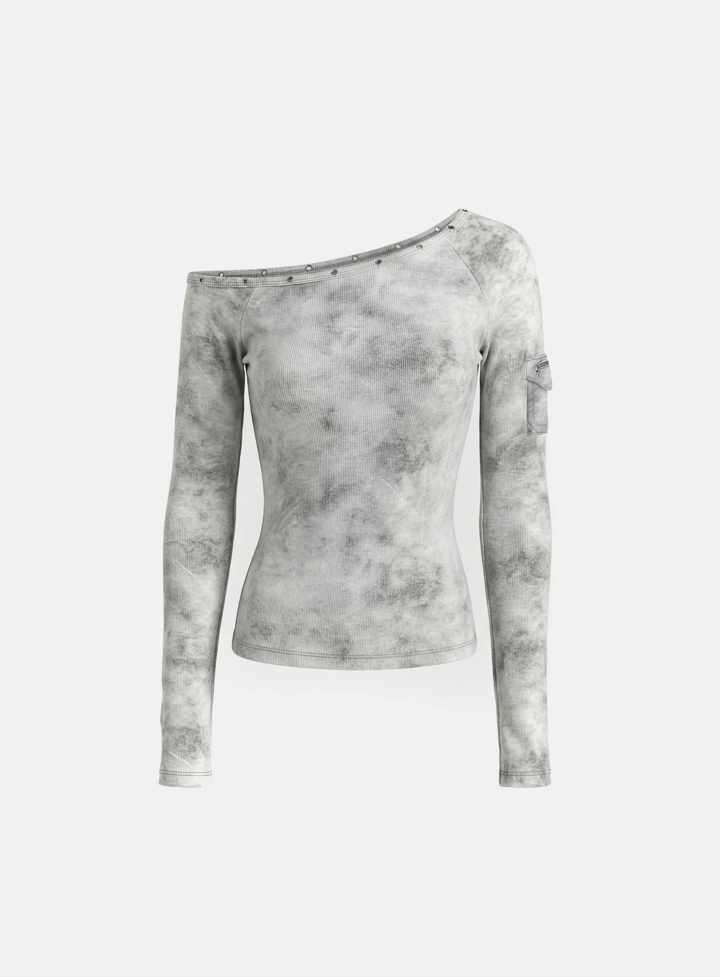 [w-tee26-010] Viper Cotton Rib Asymmetric Top - White