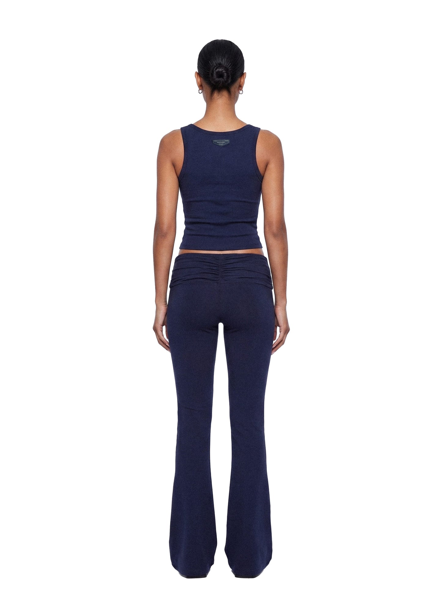 [w-pts26-076] Everyday Tie-Waist Bootcut Pants - Navy