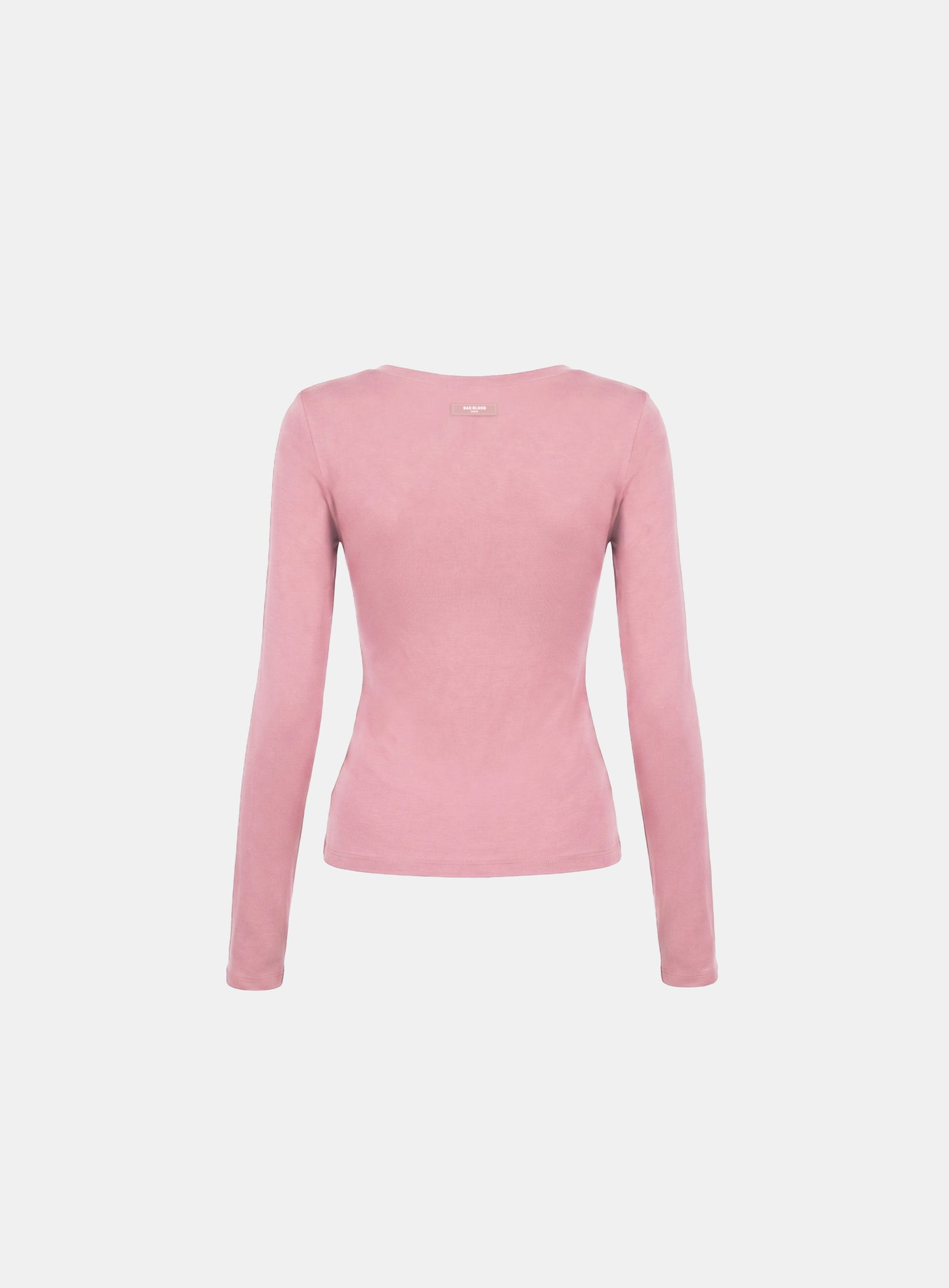 [w-tee26-198] Everyday Scoop Neck Long Sleeve T-Shirt - Pink