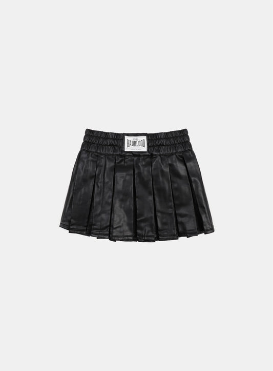 Leather Pleated Mini Skirt