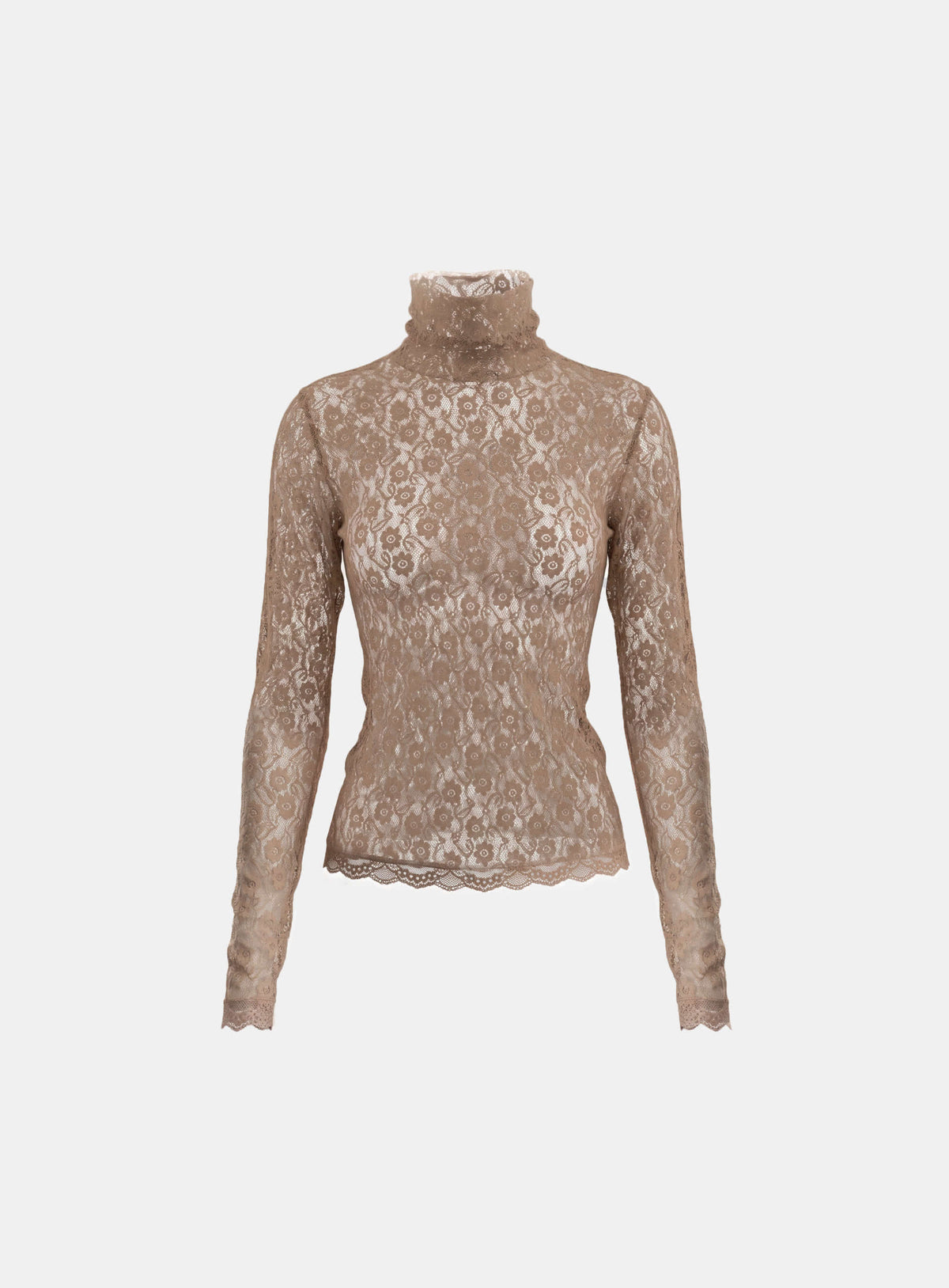 [w-tee26-281] H.B.B. Lace Turtleneck Long Sleeve - Nude